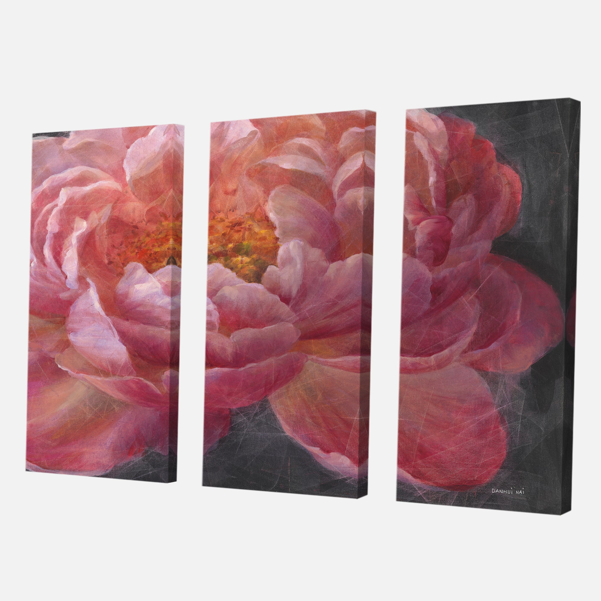 Designart - Vivid Pink Peonies I - Shabby Chic Gallery-wrapped Canvas