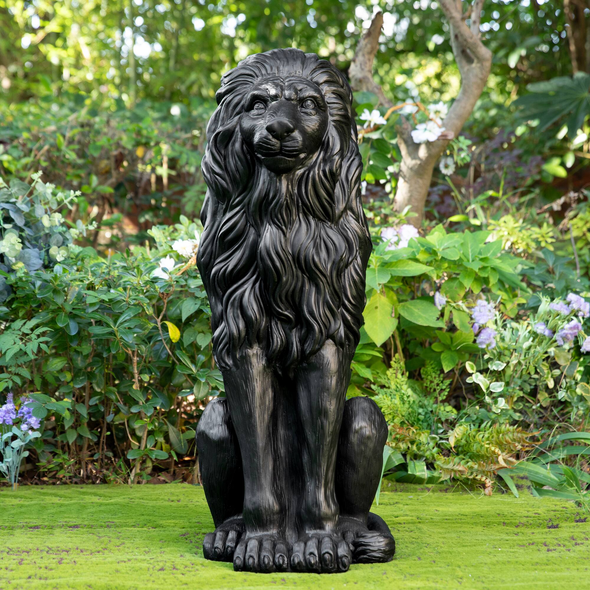 Glitzhome® 36.25" Oversized MGO Guardian Sitting Lion Garden Statue