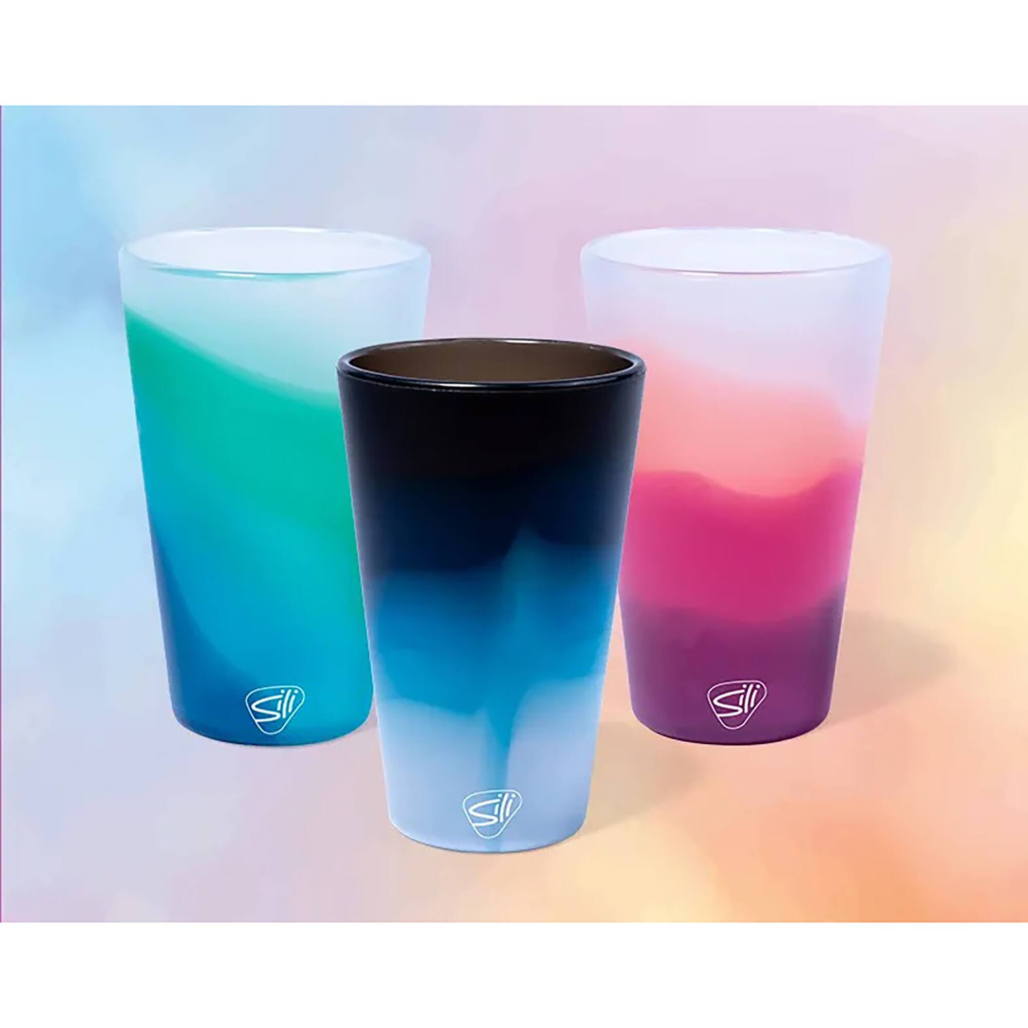 Silipint® 16oz. Aurora, Moon Beam, Desert Sun & Mountain Air Silicone Pint Glasses, 4ct.