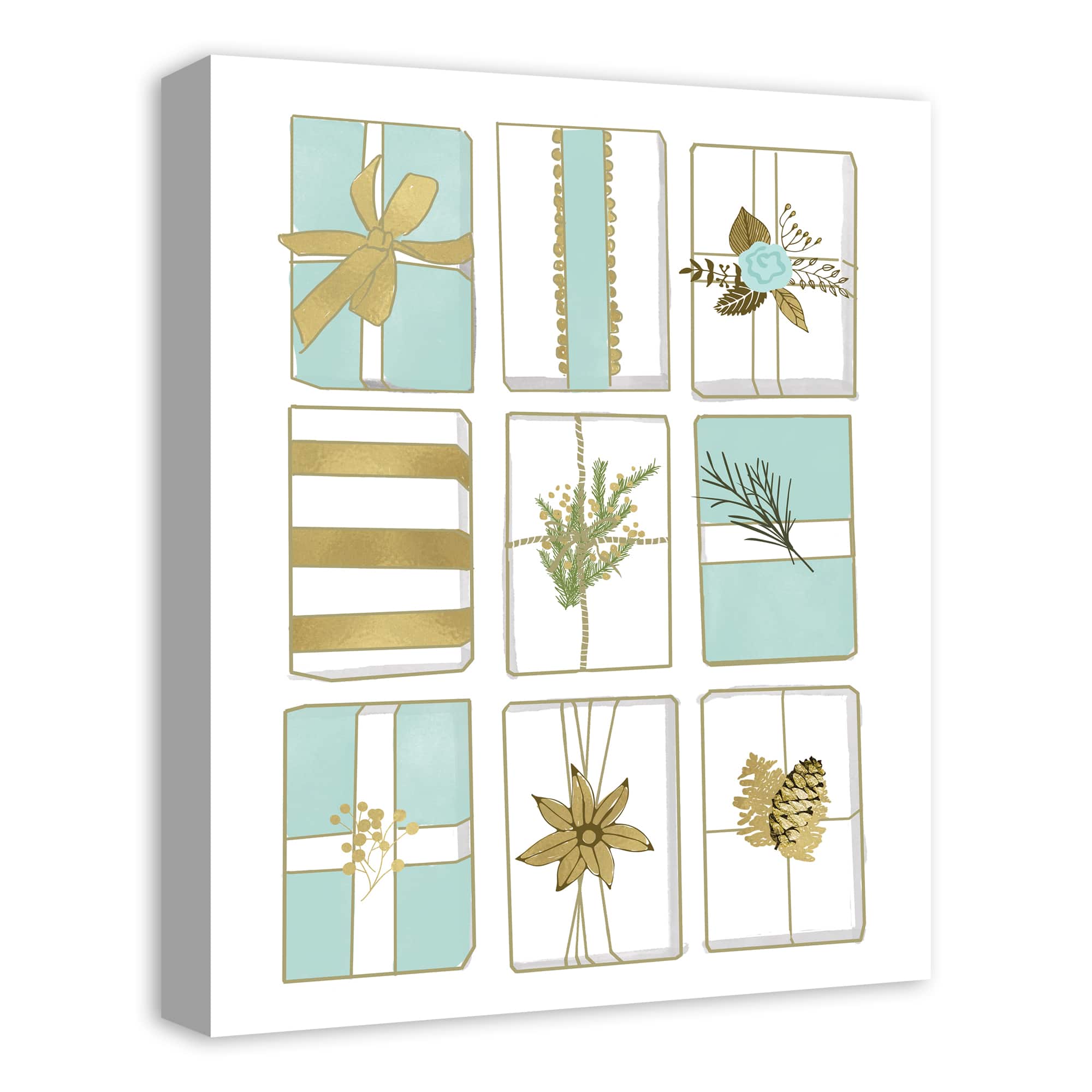 Rows of Christmas Gifts Canvas Wall Art