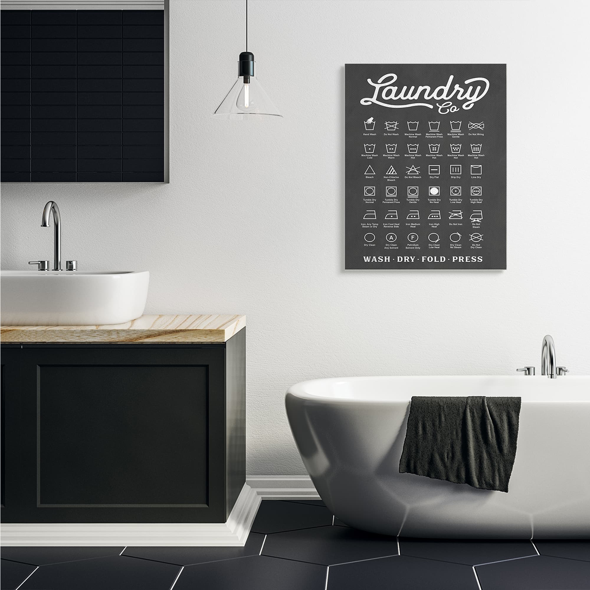 Stupell Industries Laundry Business Symbols Chart Simple Shapes Canvas Wall Art