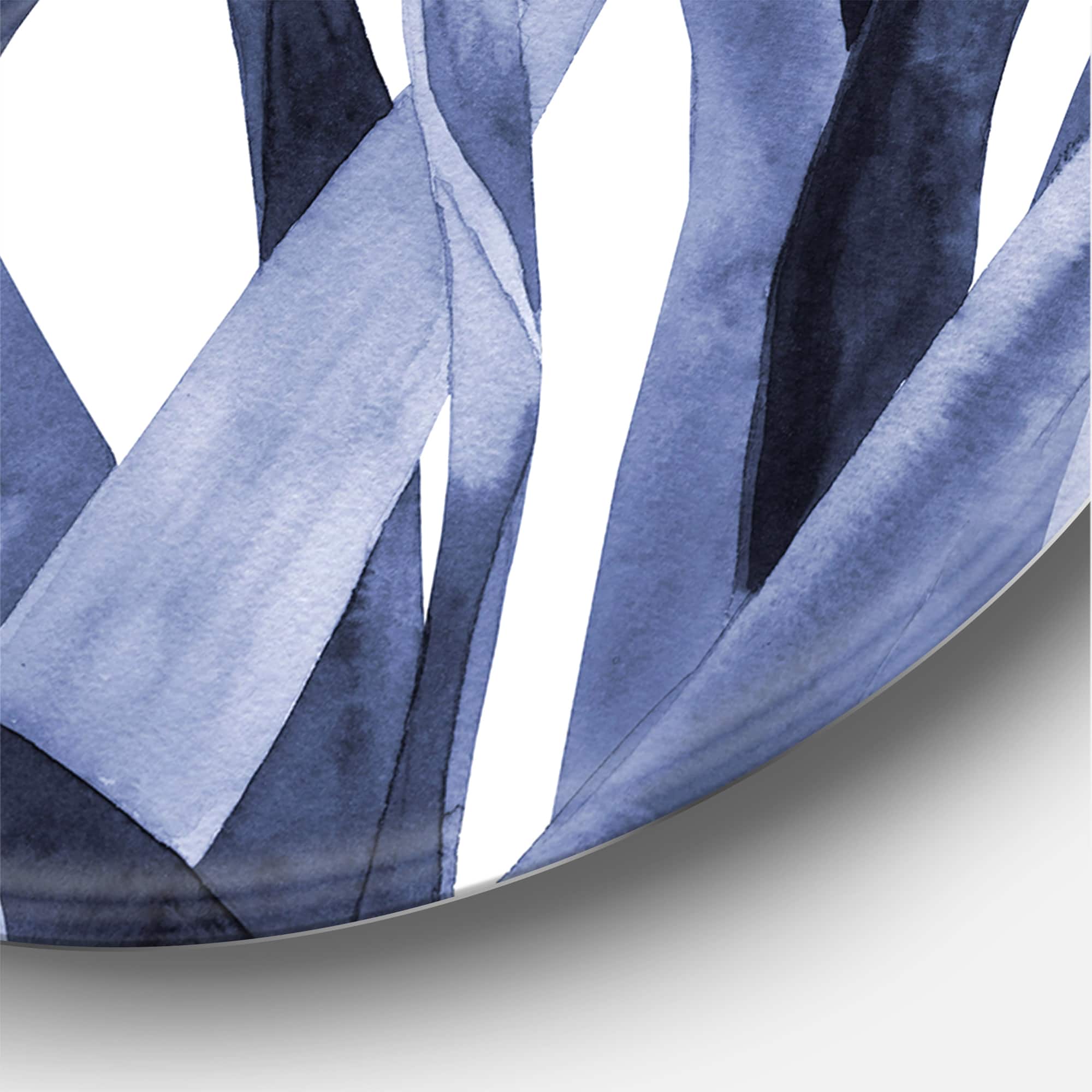 Designart - Navy Blue Agave Leaves - Traditional Metal Circle Wall Art