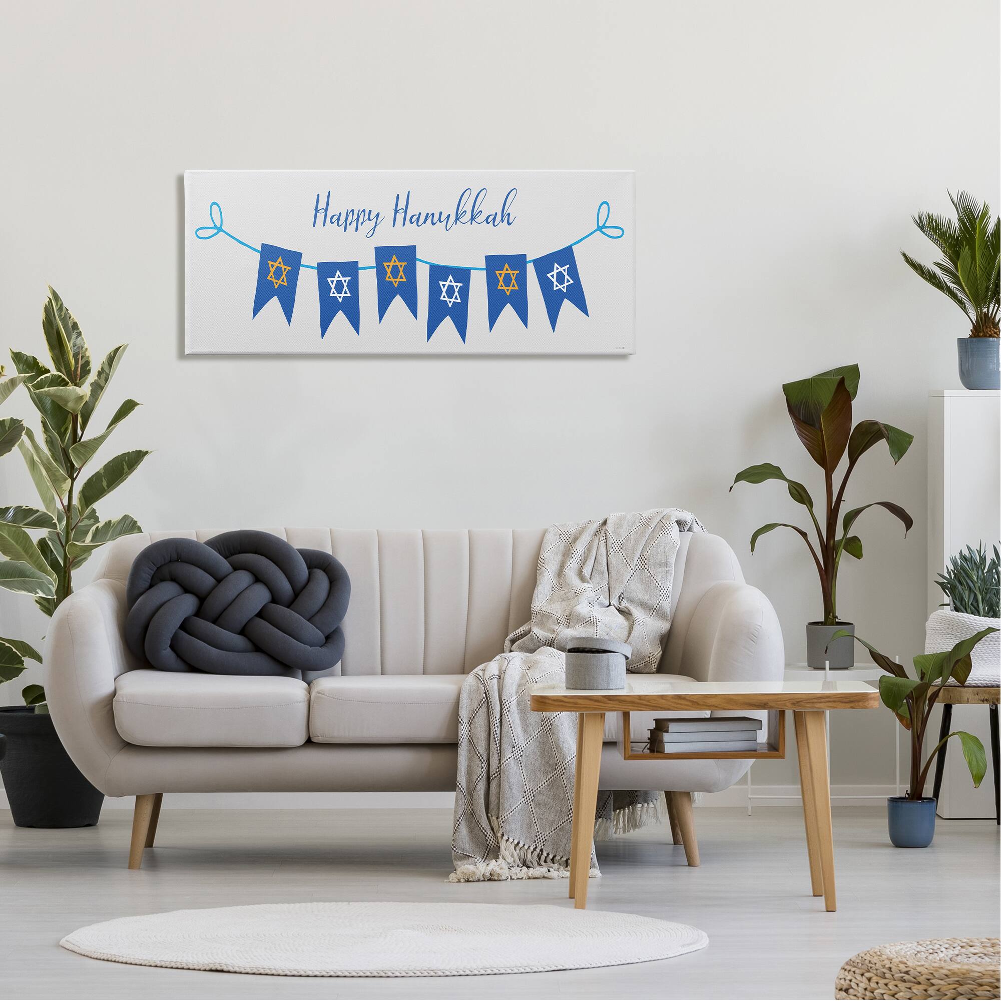 Stupell Industries Happy Hanukkah Star Of David Banner Canvas Wall Art
