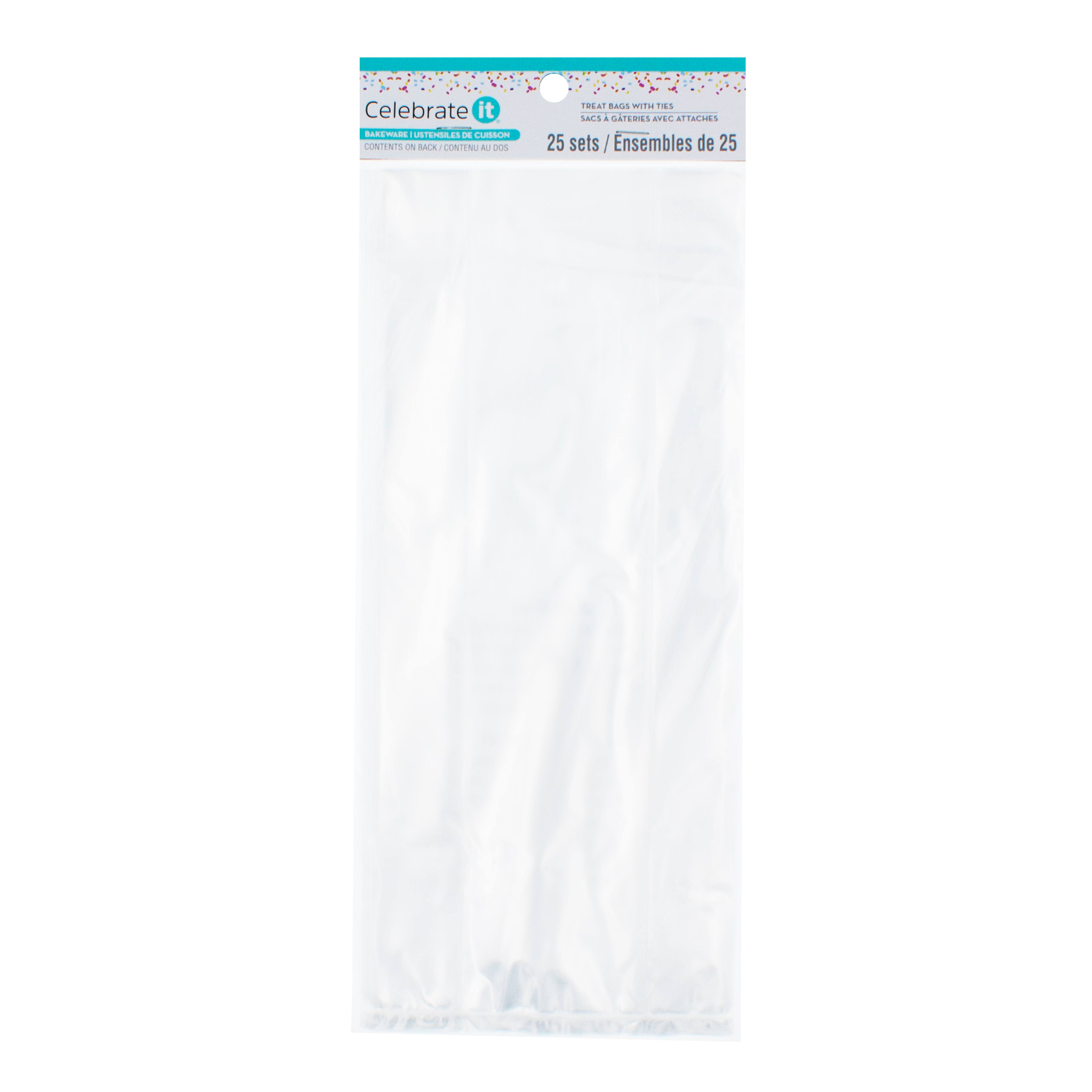 Clear Rectangle Treat Bags with Ties by Celebrate It®, 25ct.