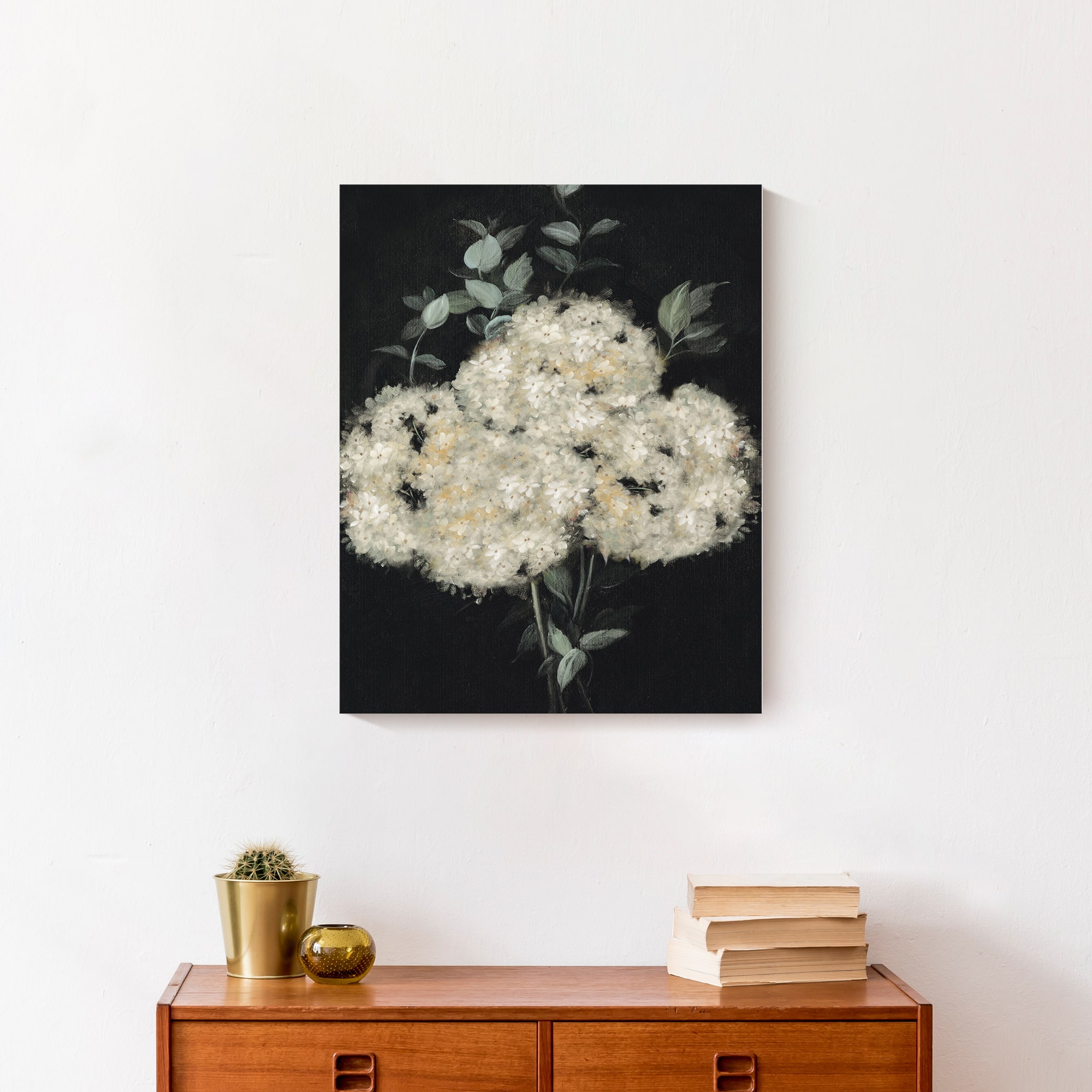 Moody Hydrangeas 16" x 20" Canvas Wall Art