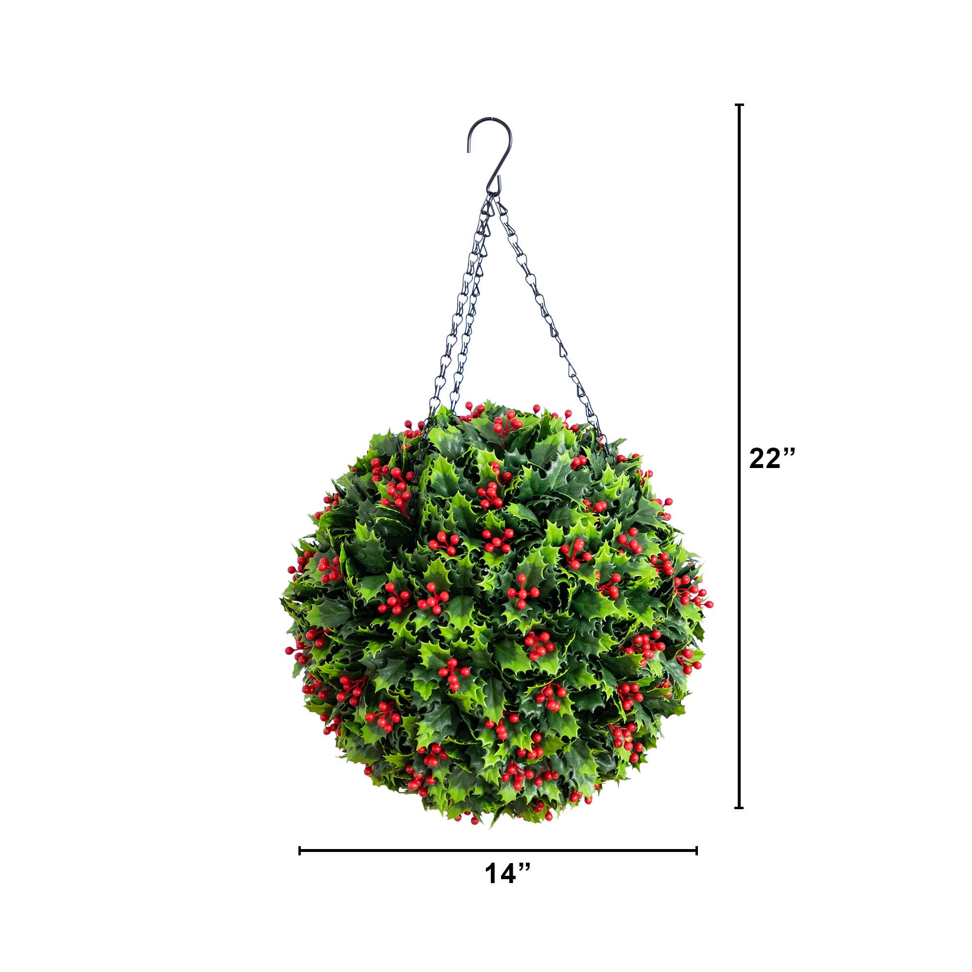 Nearly Natural UV Resistant Artificial Holly Berry Christmas Hanging Ball