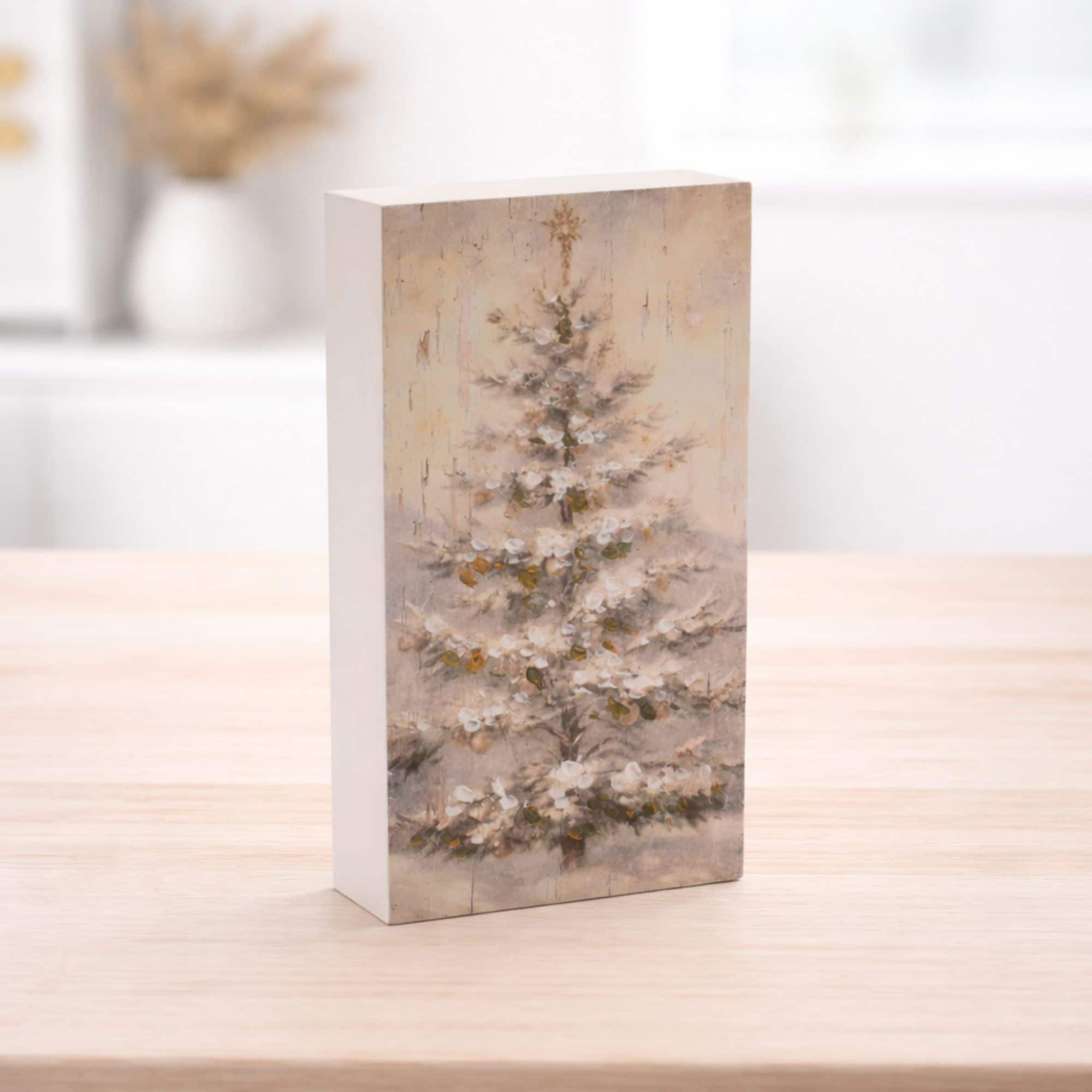 Melrose 10" Rustic Christmas Tree Block Signs, 2ct.