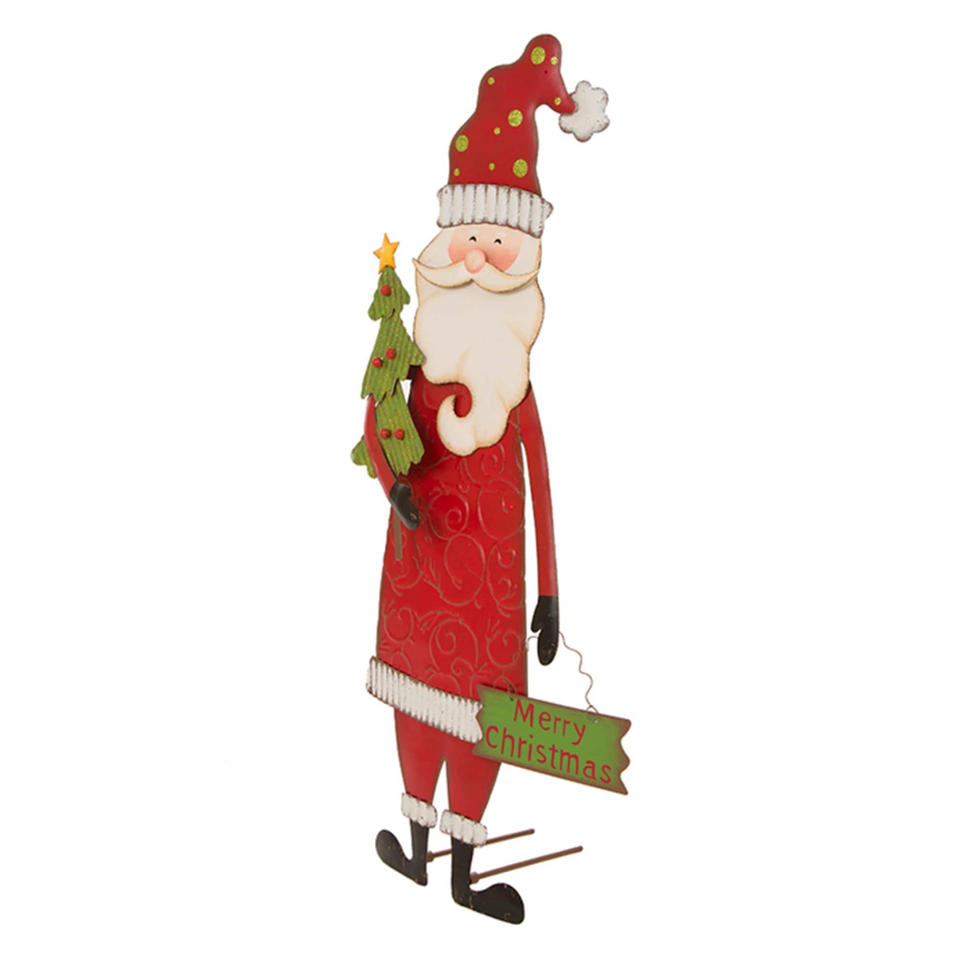 Glitzhome® 3ft. Metal Snowman & Santa Yard Stake Set