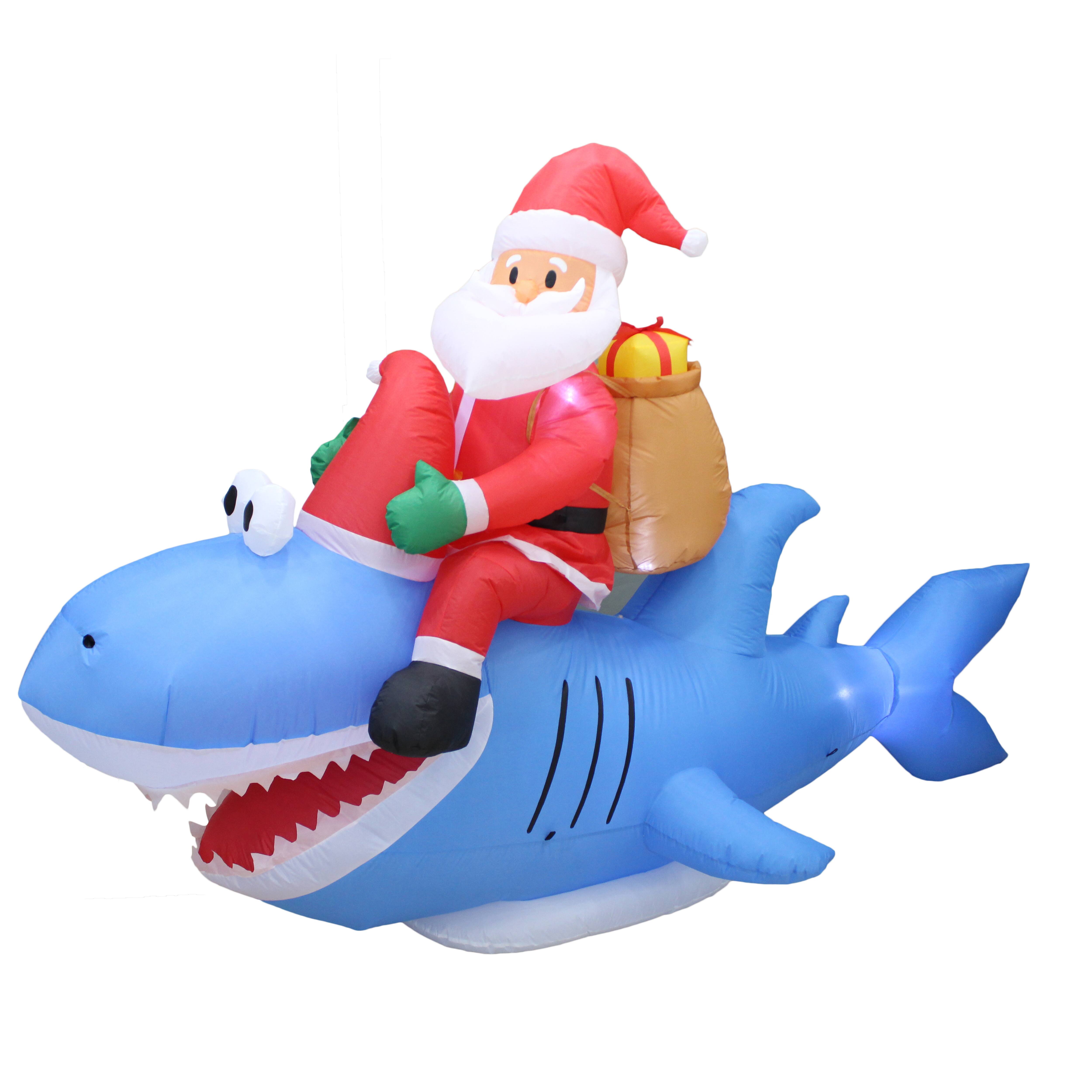 9ft. Inflatable Christmas Santa Riding Shark