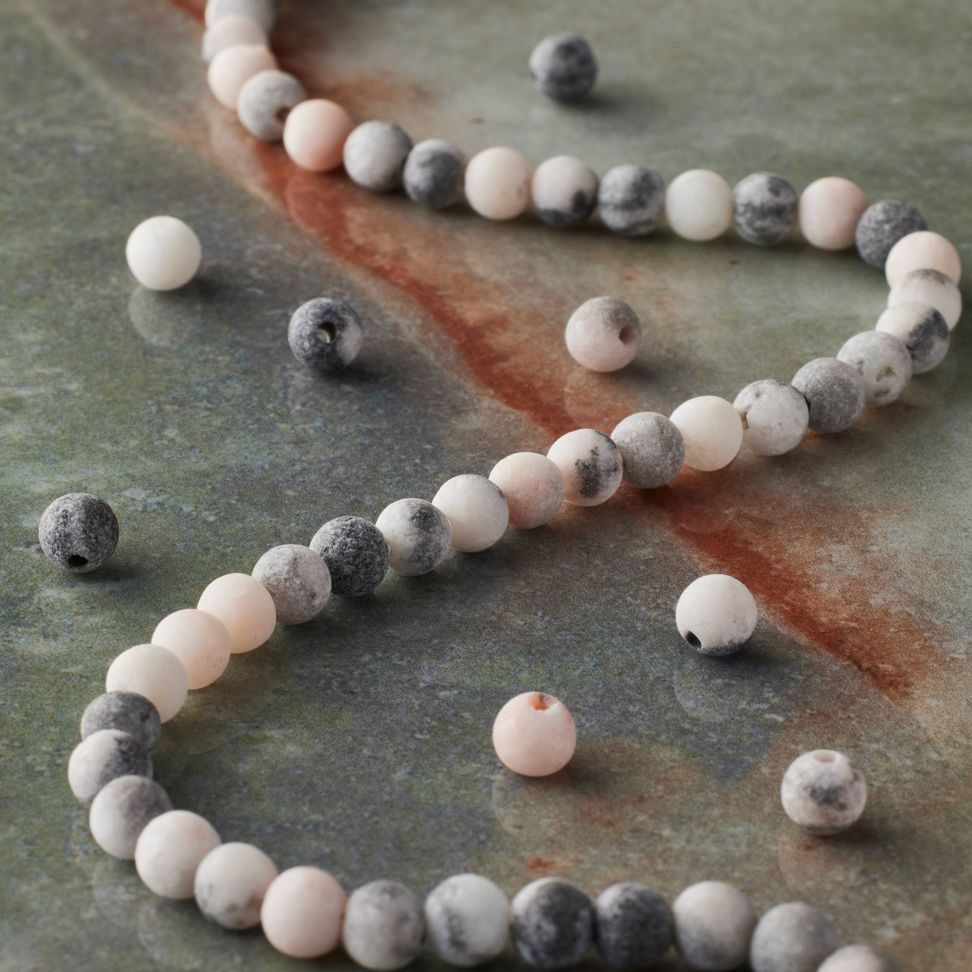 12 Pack: Pink Zebra Matte Round Beads, 4mm by Bead Landing™