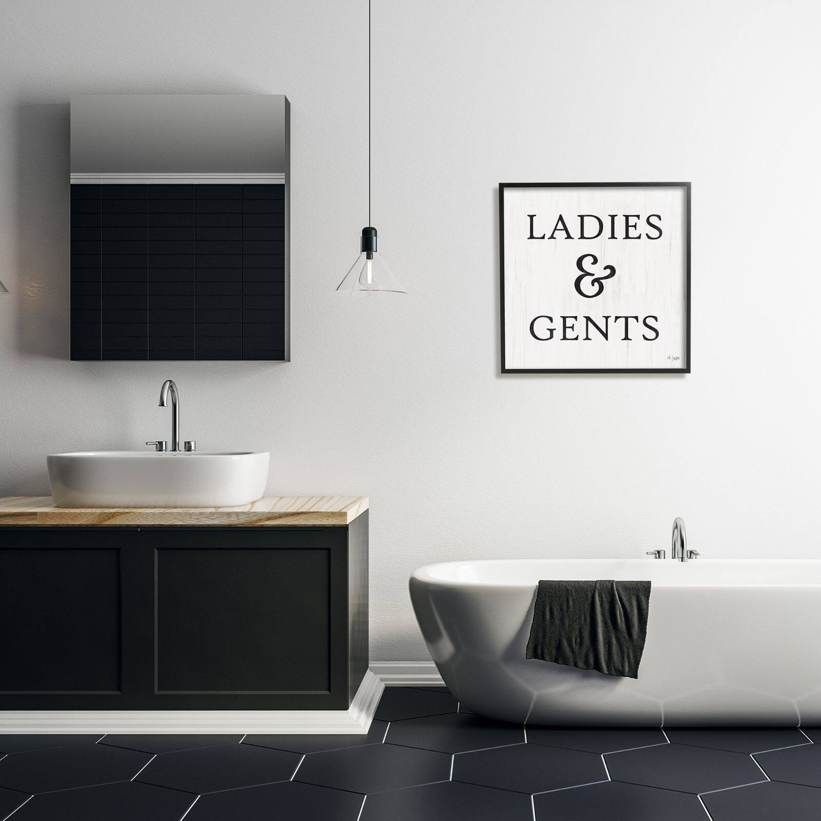 Stupell Industries Ladies & Gents Bathroom Sign Country Grain Pattern Framed Wall Art
