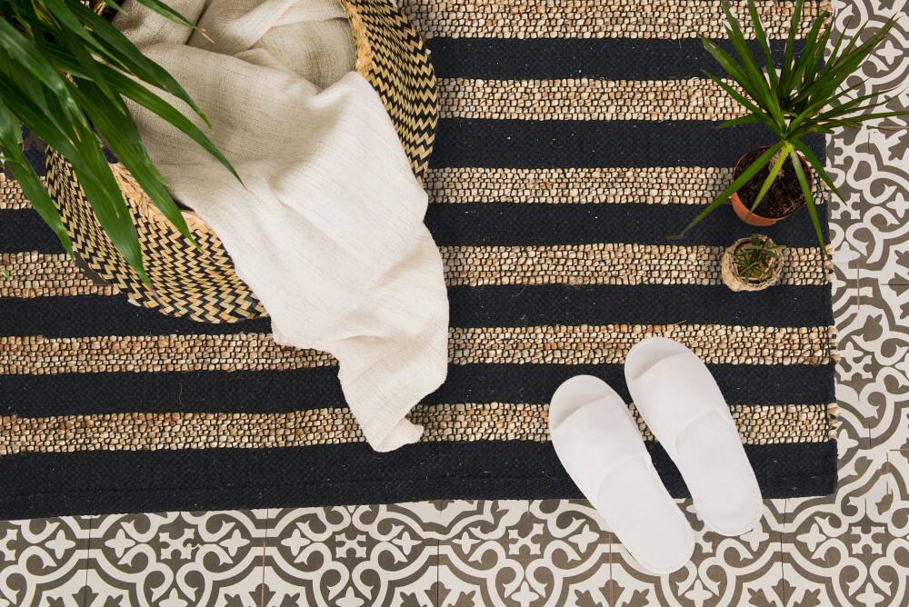 Hello Honey® Black and Natural Jute Cotton Area Rug