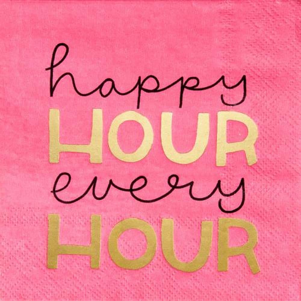 JAM Paper Happy Hour Every Hour Cocktail Napkins, 40ct.