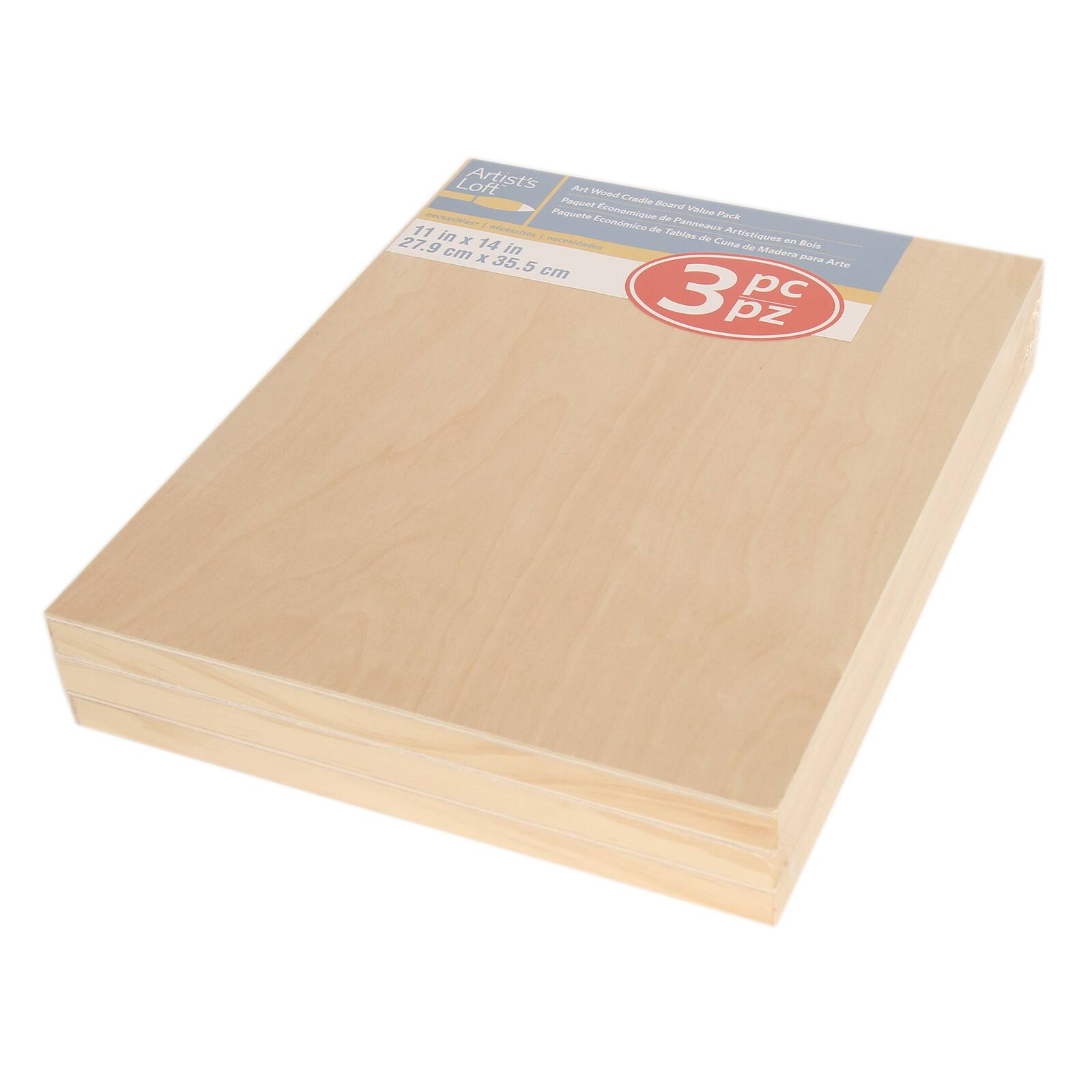 6 Packs: 3 ct. (18 total) 11" x 14" Cradled Wood Painting Panels by Artist's Loft™