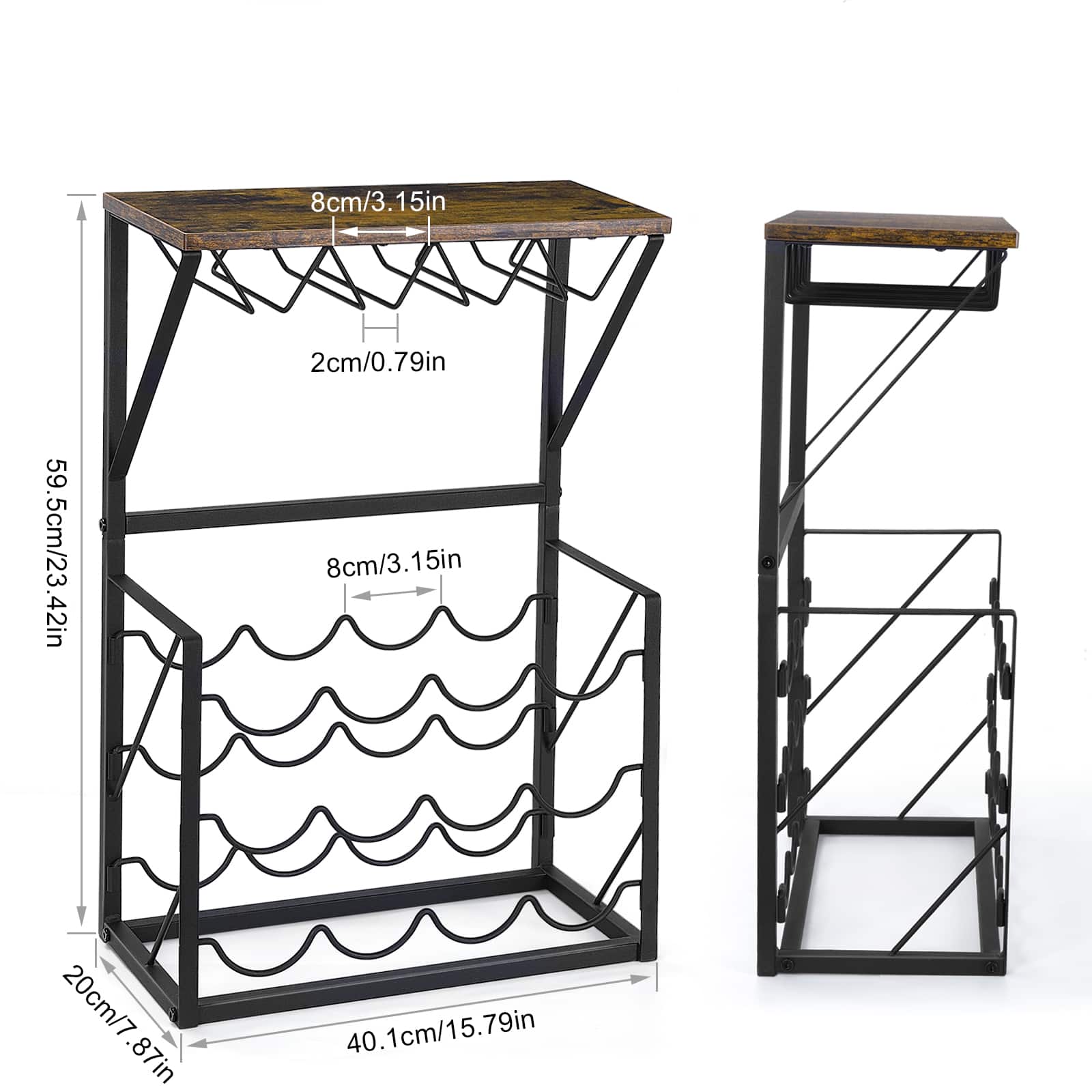 NEX™ 23.5" Brown Freestanding 12-Bottle Wine Rack