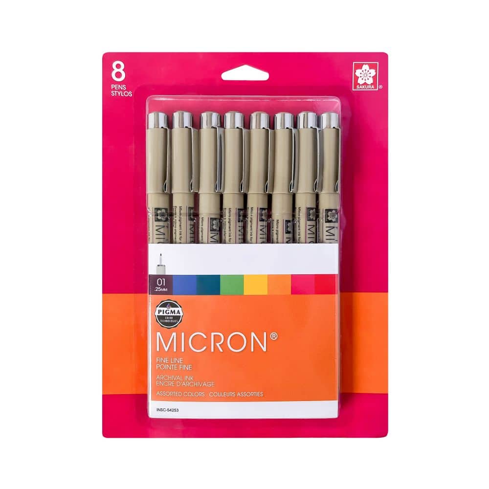 Pigma® Micron™ 01 8 Color Rainbow Fine Line Pen Set