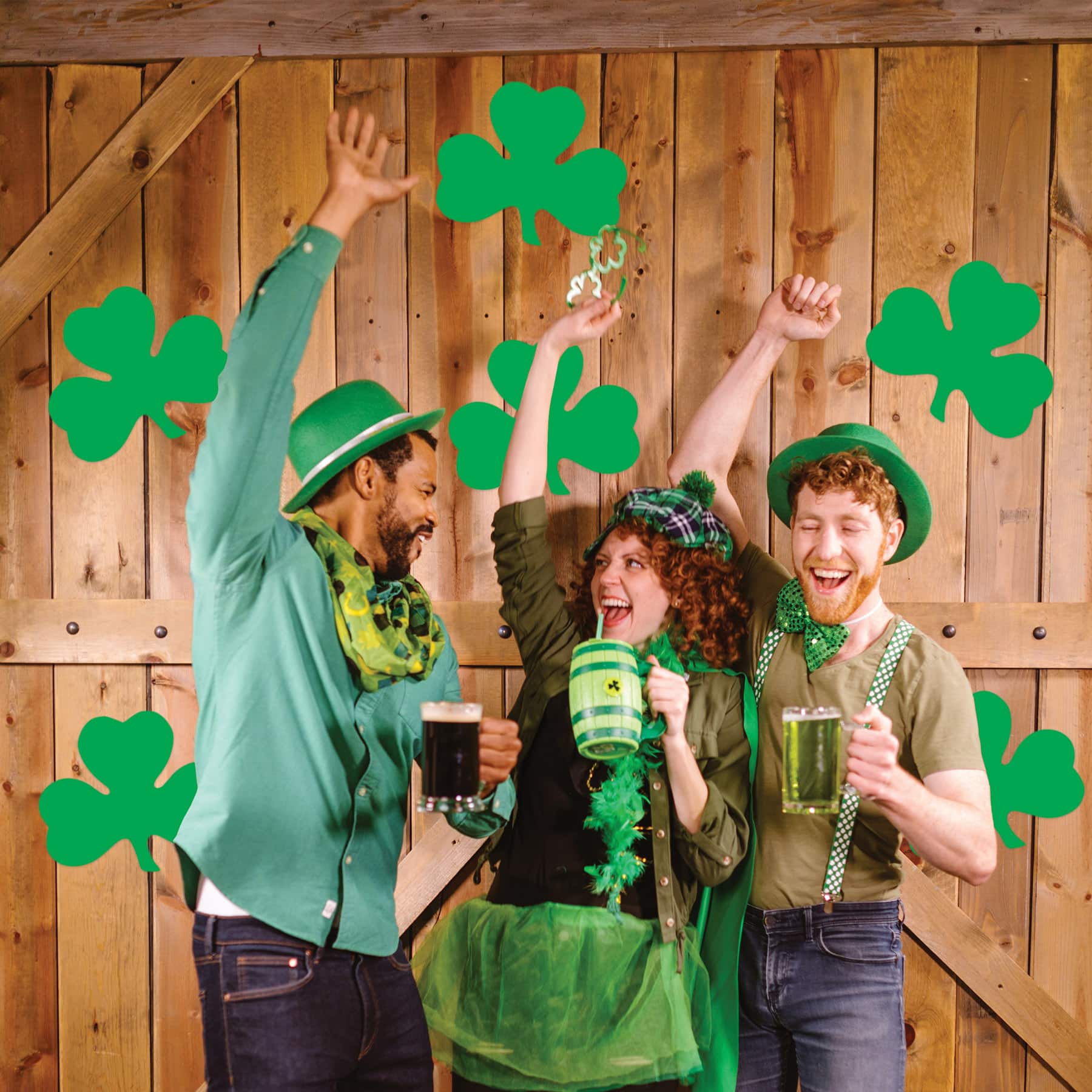 Beistle 12" Green Printed Shamrock Cutouts, 6ct.