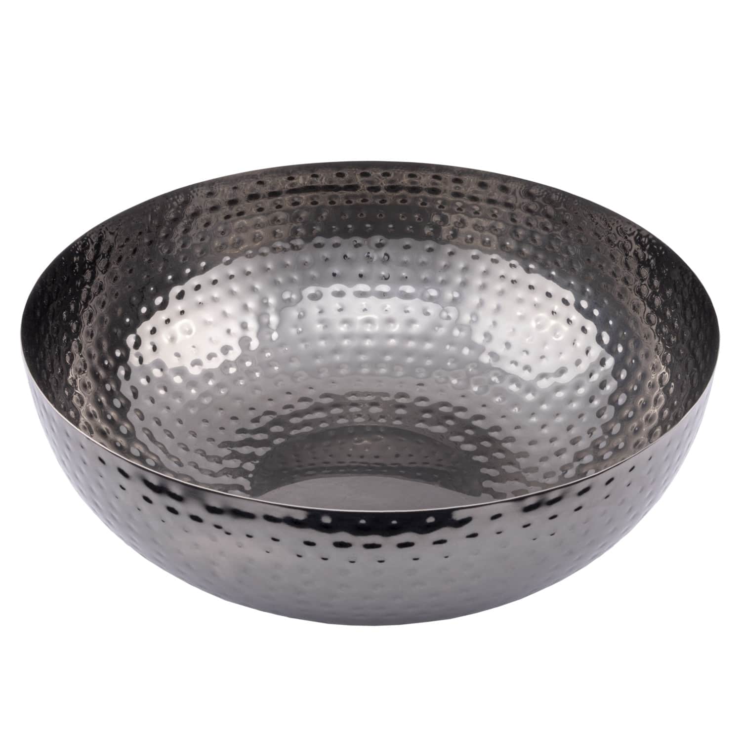 Hello Honey® 14" Oxidized Silver Round Hammered Metal Bowl