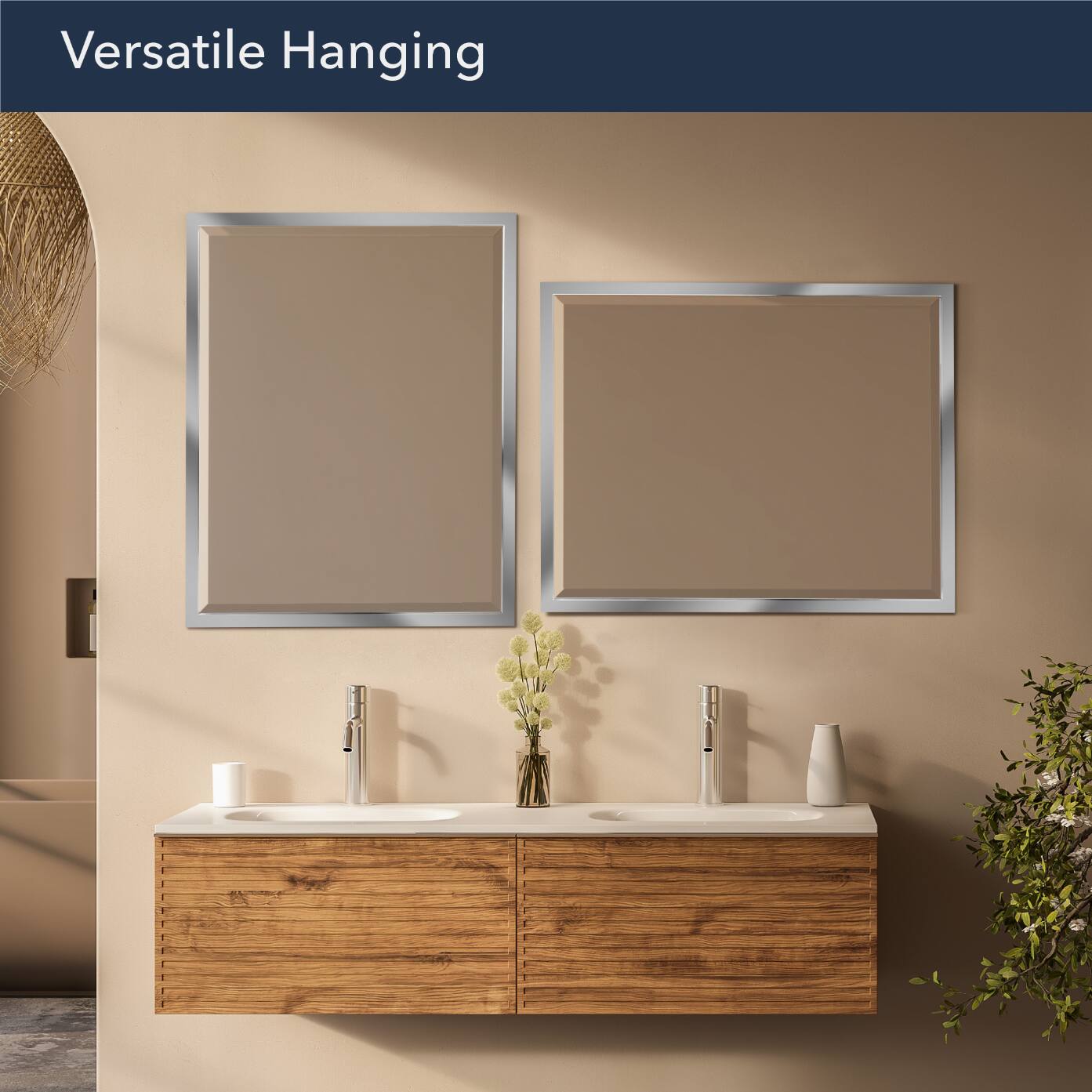 Head West Chrome Stainless Steel Beveled Wall Mirror