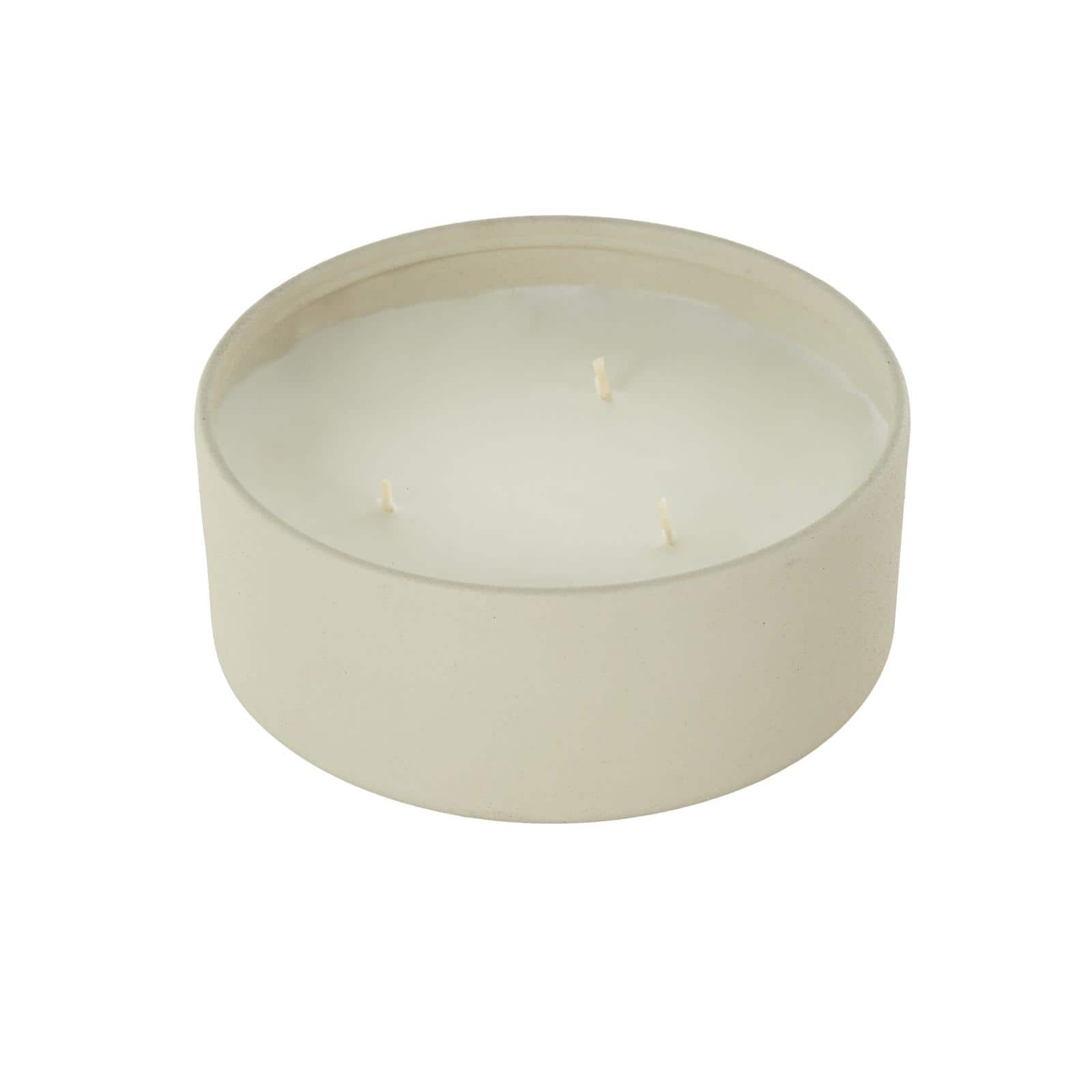 6" Beige 3 Wick Metal Tangerine Splash Scented & Textured Candle with White Wax