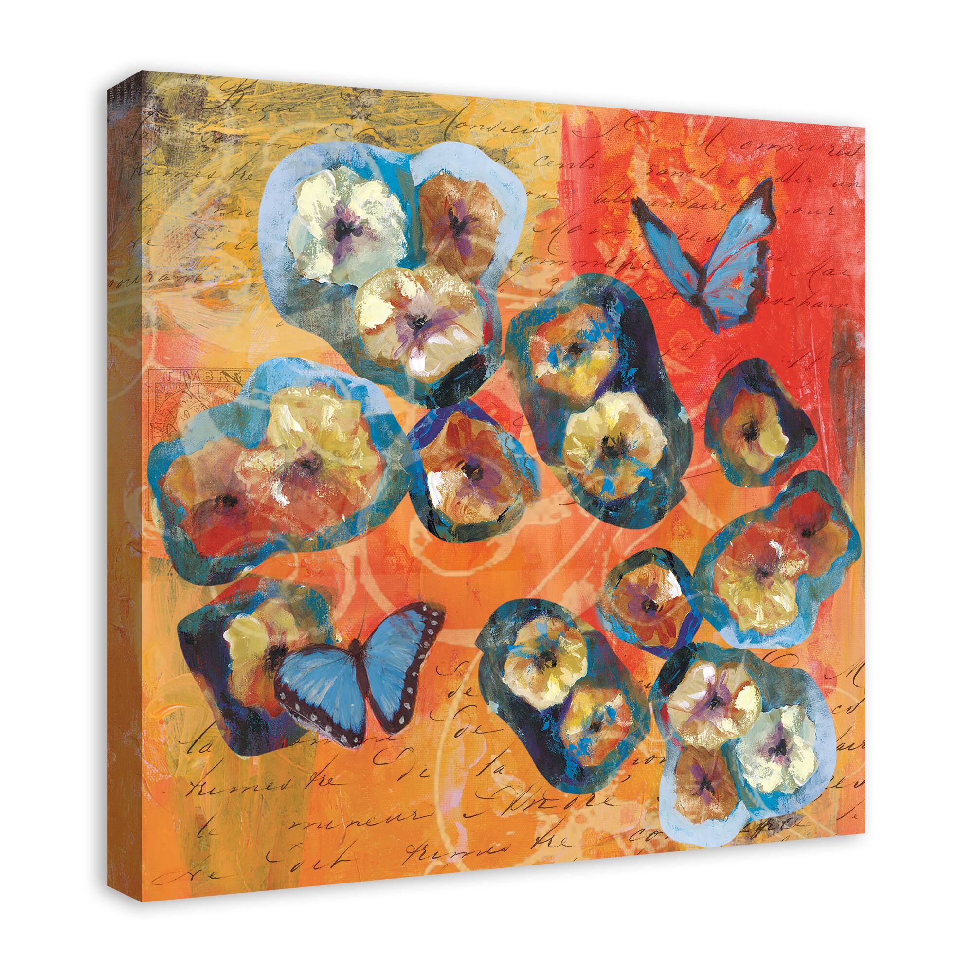Blue And Orange Butterflies 24" x 24" Canvas Wall Art