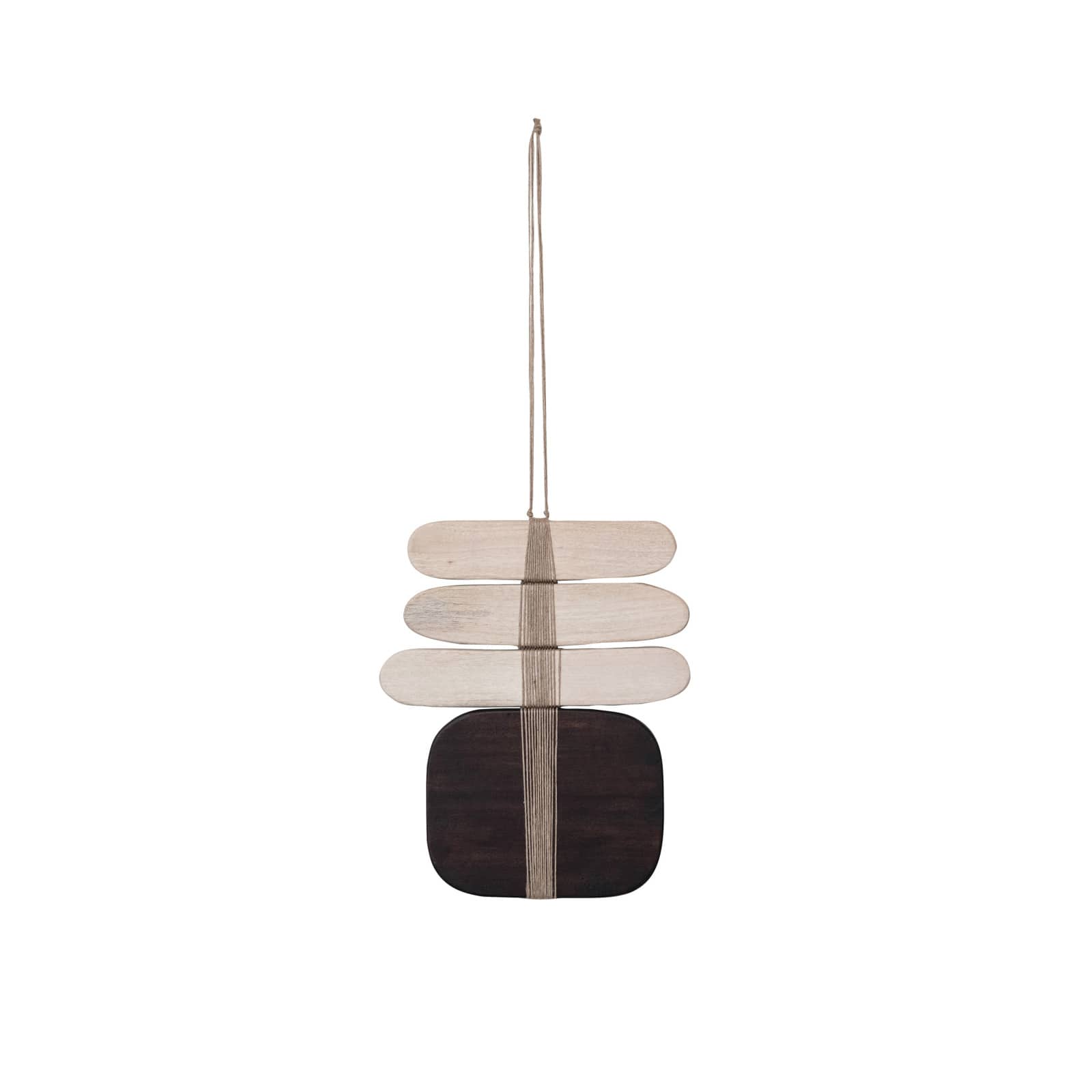 Hello Honey® 15.5" Bleached & Espresso Oak Wood & Jute Wall Hanging