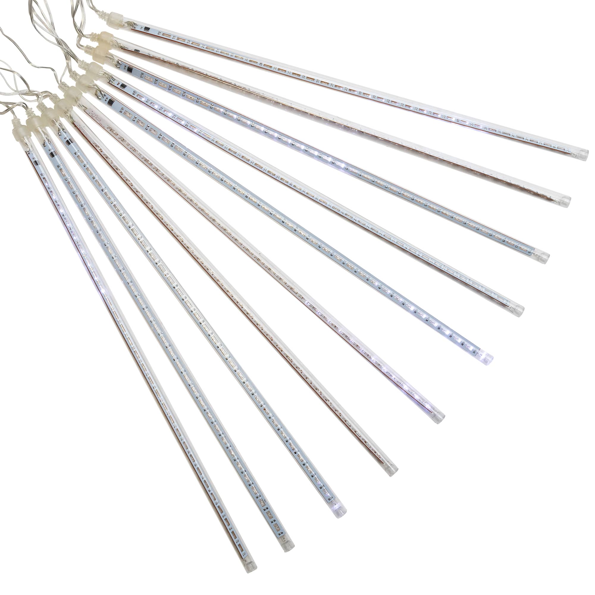 LED Lighted Dripping Icicle Snowfall Christmas Light Tubes -13.25' Clear Wire - 5ct