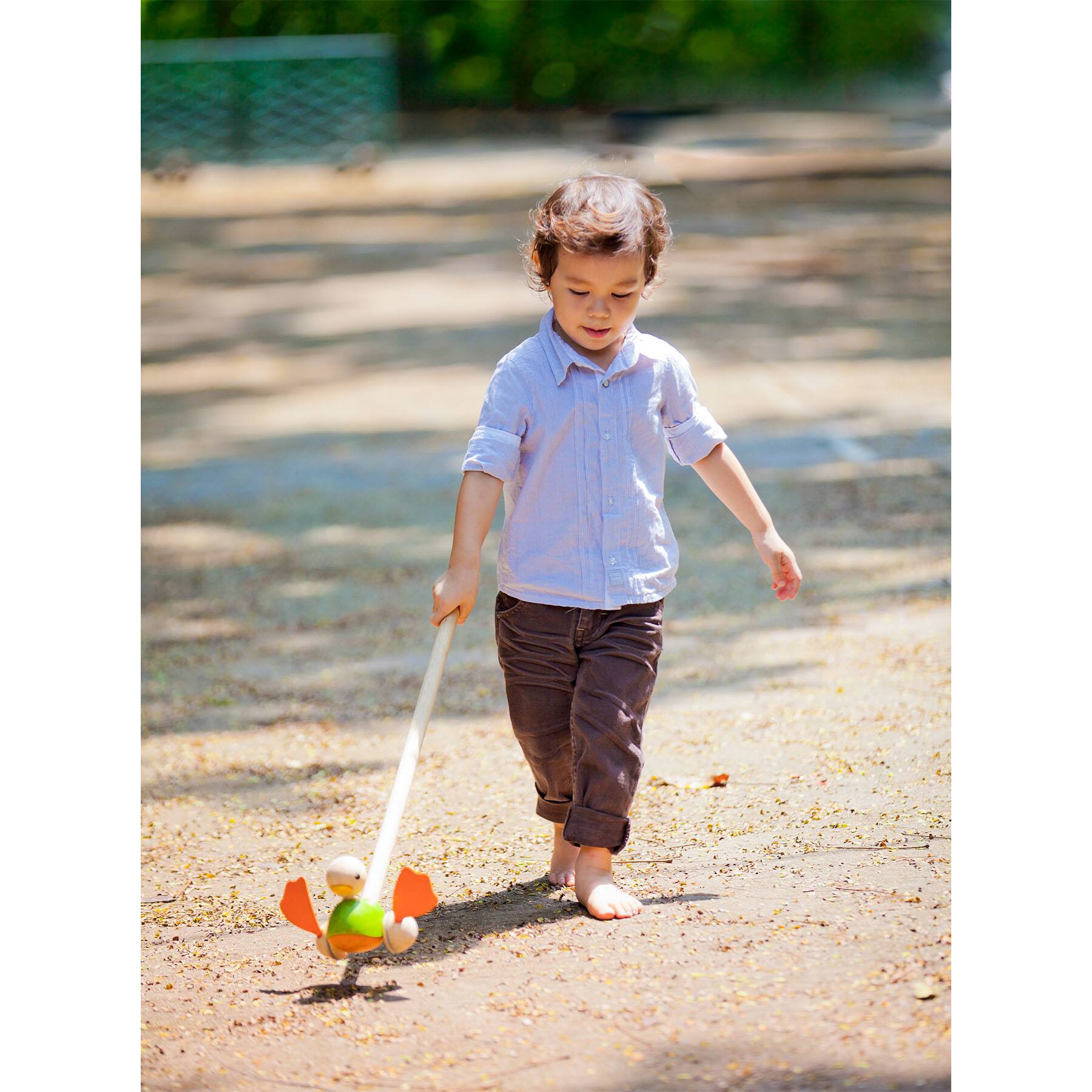 PlanToys 21.5" Push Along Duck Wooden Toy