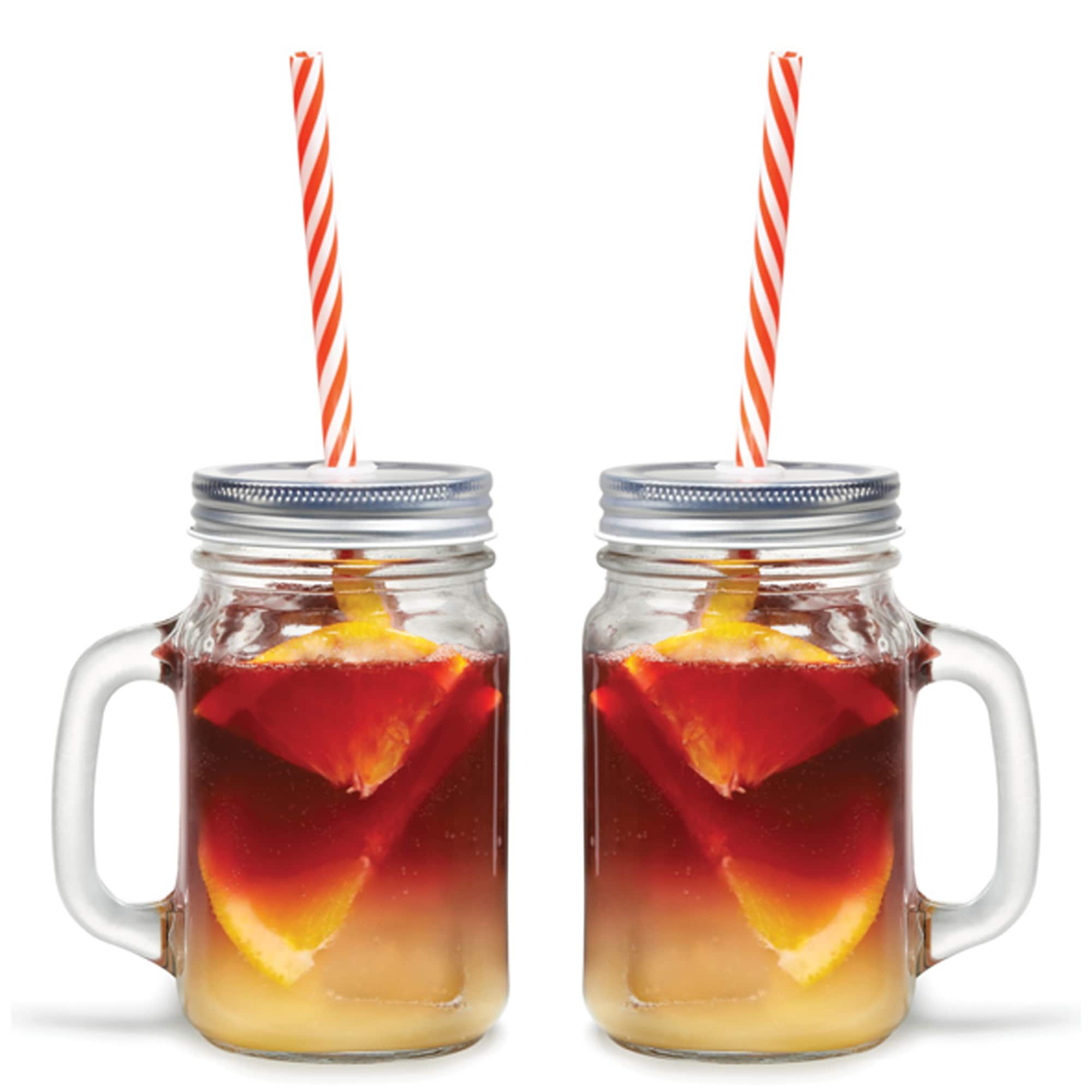 Gourmet by Starfrit 16oz. Mason Jar Mugs with Straws, 2ct.