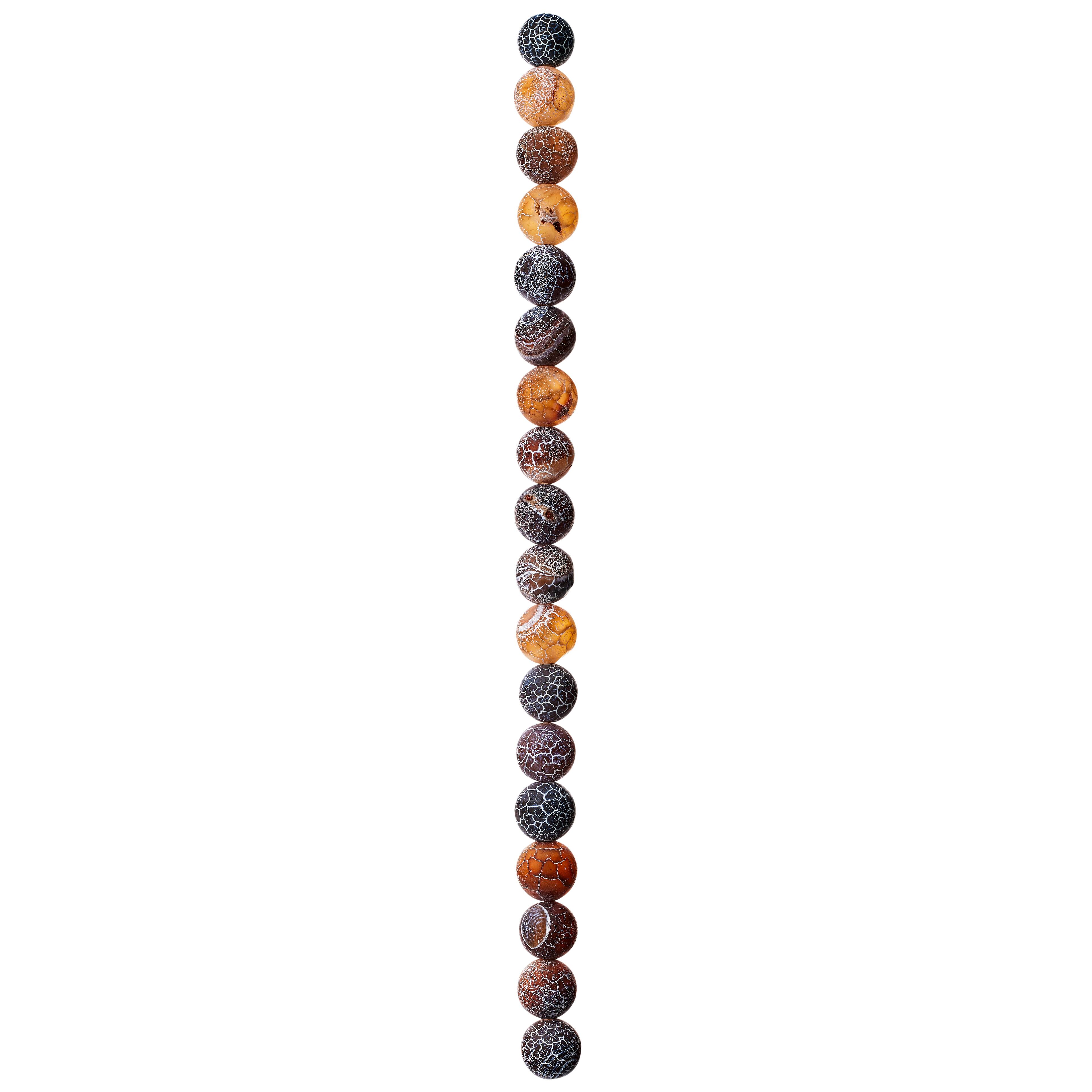 Brown & Black Agate Crackle Matte Round Beads, 10mm by Bead Landing™