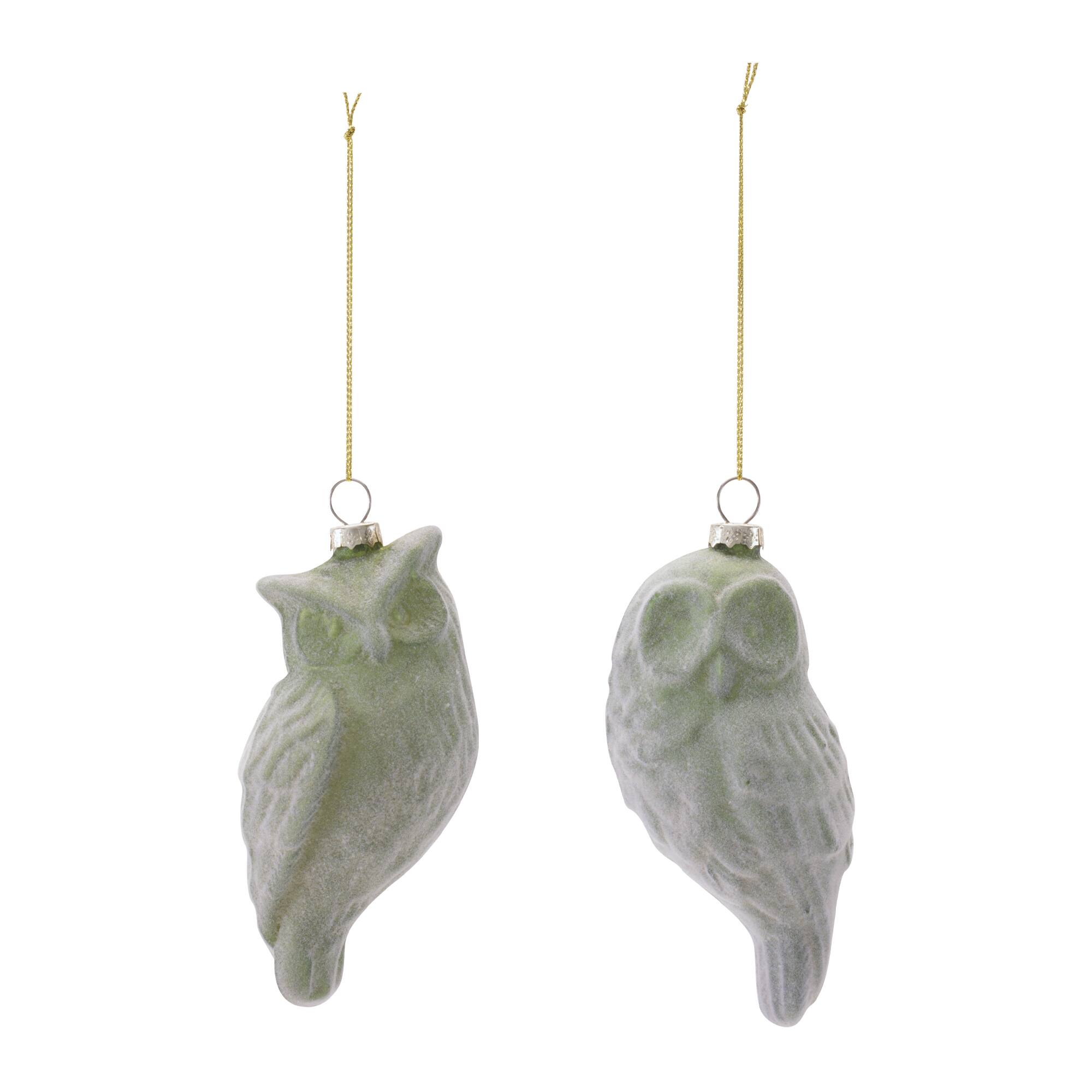 Melrose 4.75" Owl Glass Ornaments Set