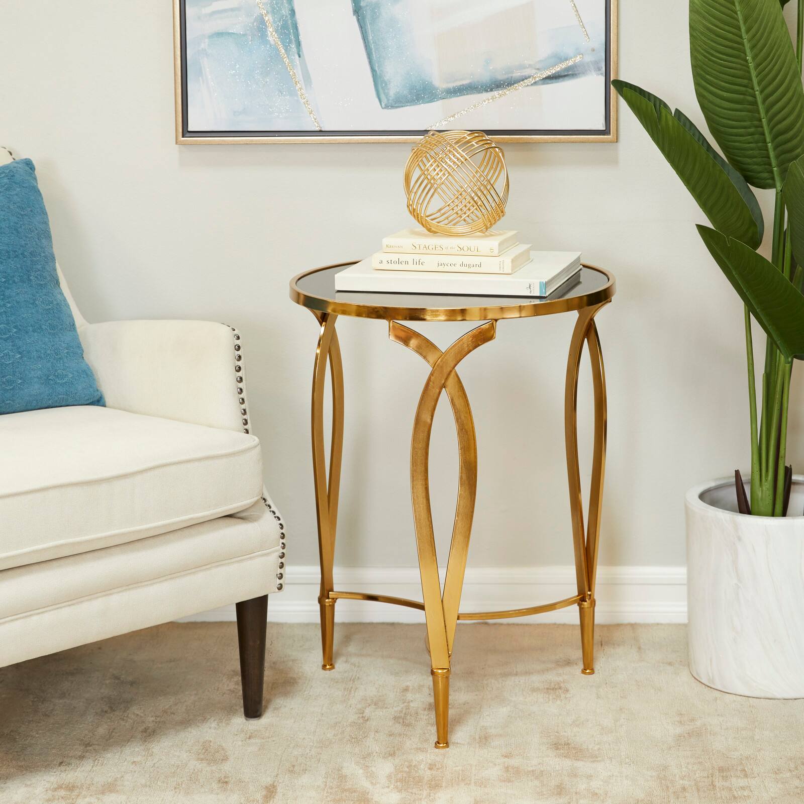 Black Metal Contemporary Accent Table 27" x 20" x 20"