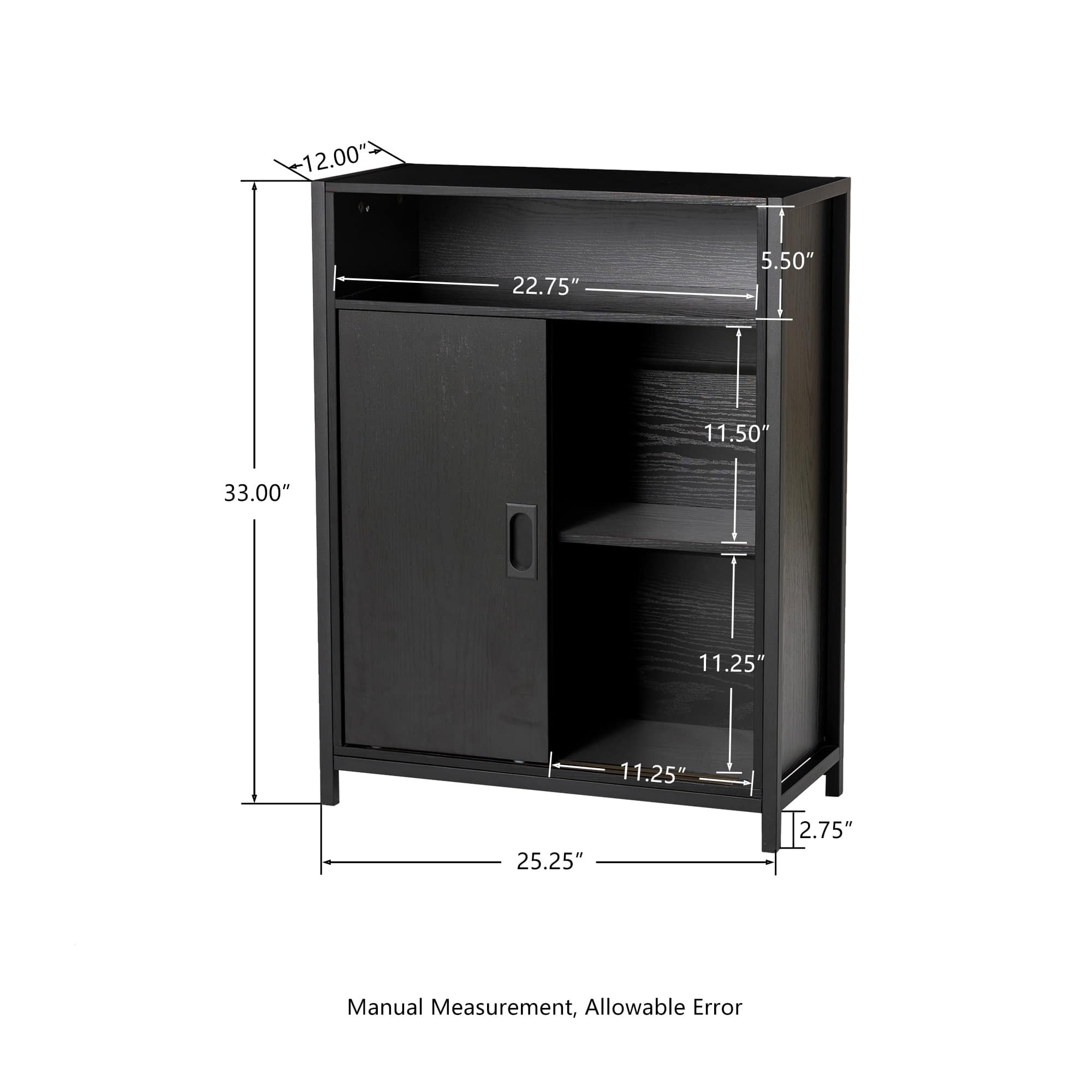 Glitzhome® 32" Black Double Door Modern Storage Floor Cabinet