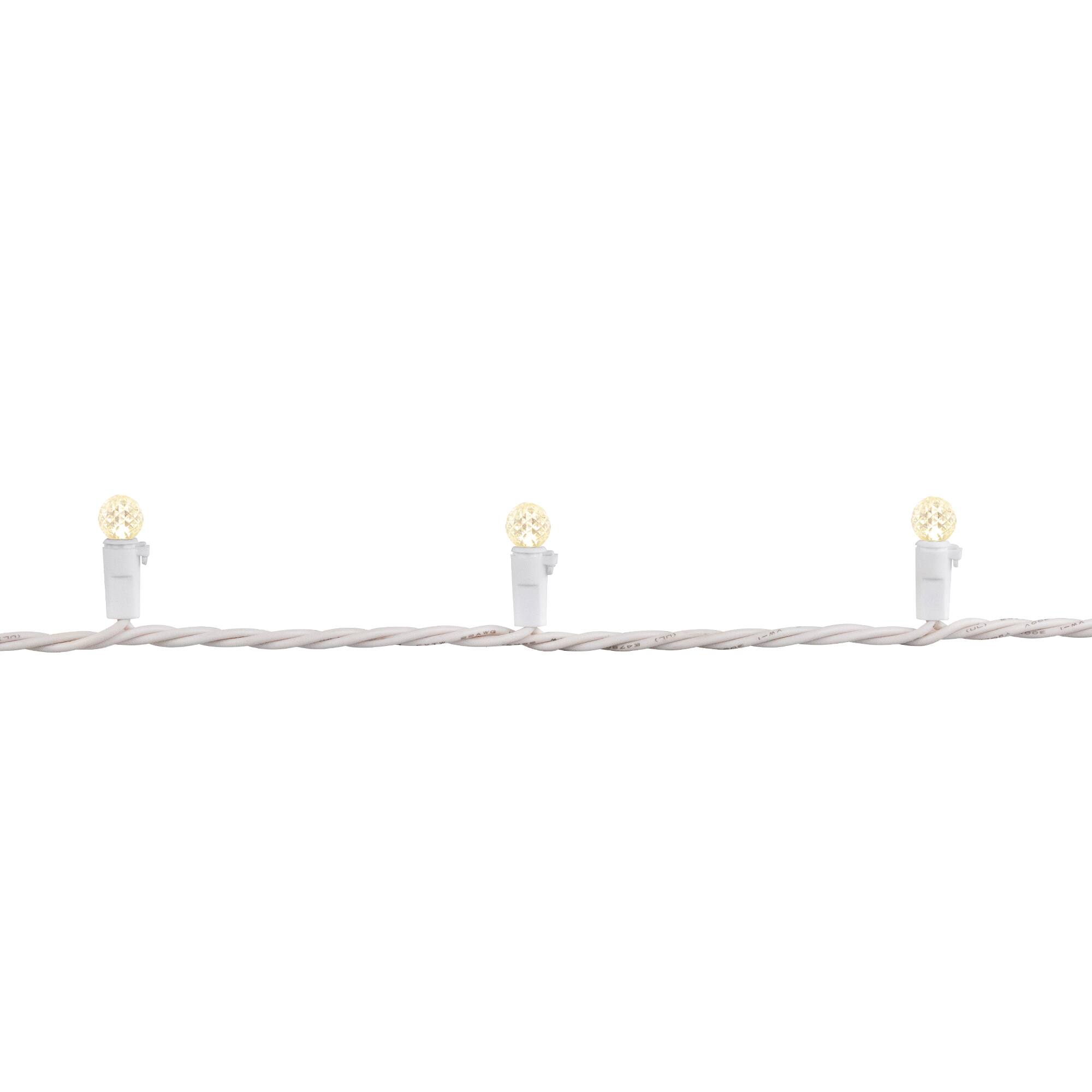 50ct. Warm White LED G12 Berry Mini Christmas String Lights with White Wire