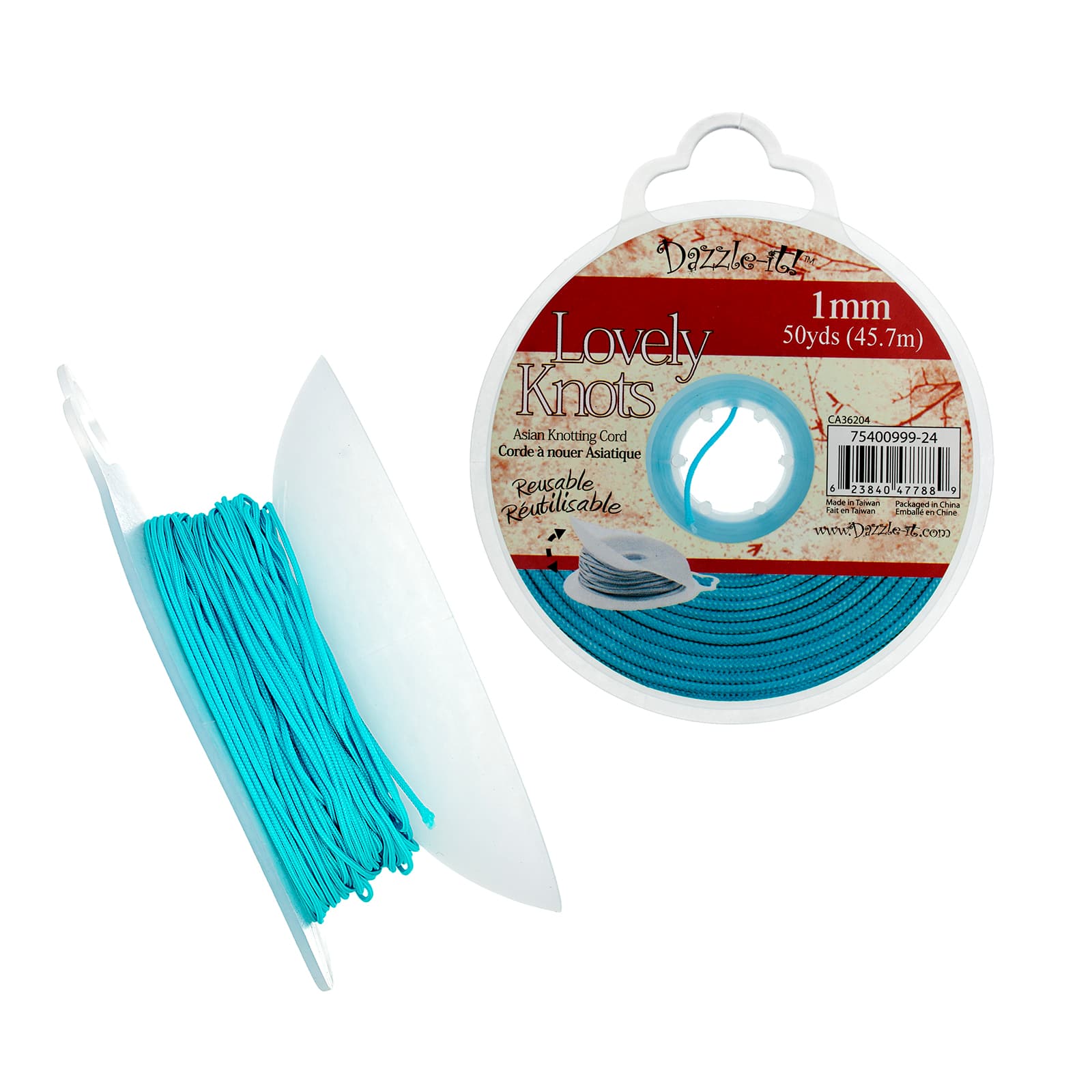 John Bead Lovely Knots 1mm Asian Knotting Cord with Bobbin, 50yd.