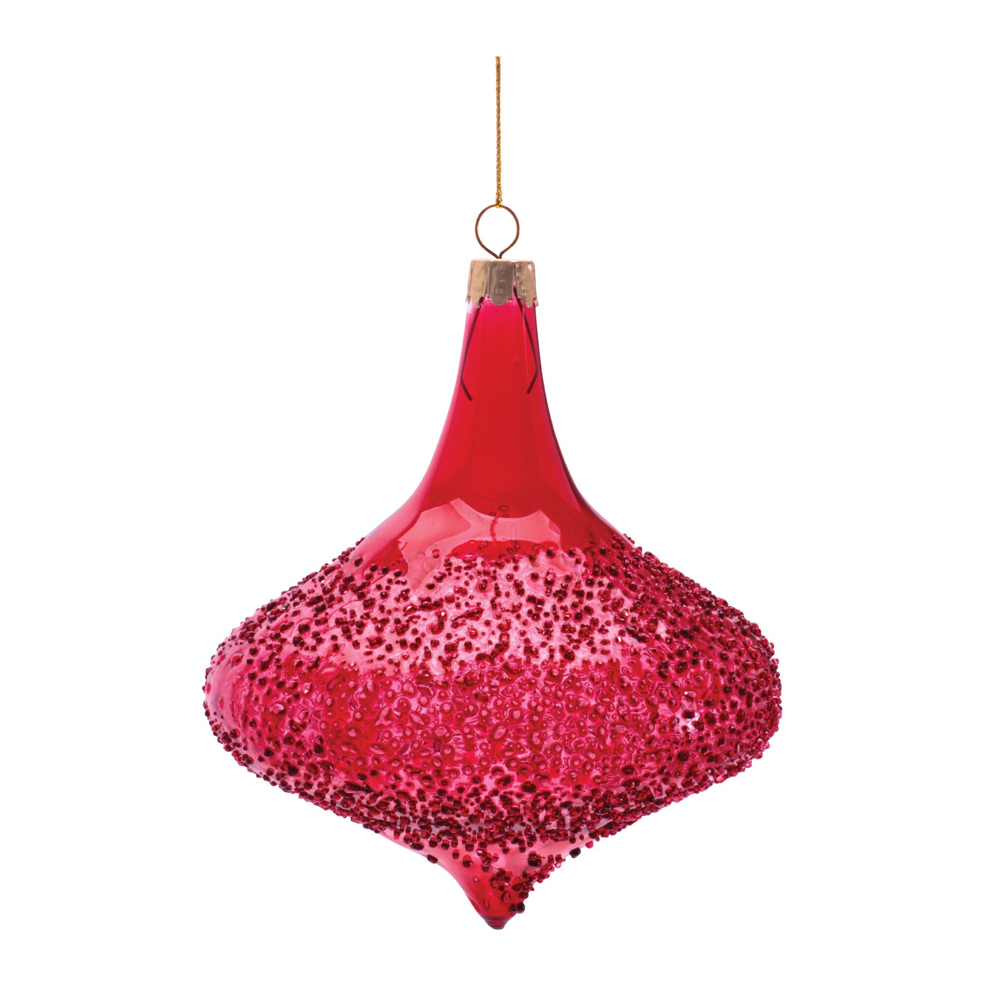 Melrose Red Beaded Glass Ball & Onion Ornaments Set