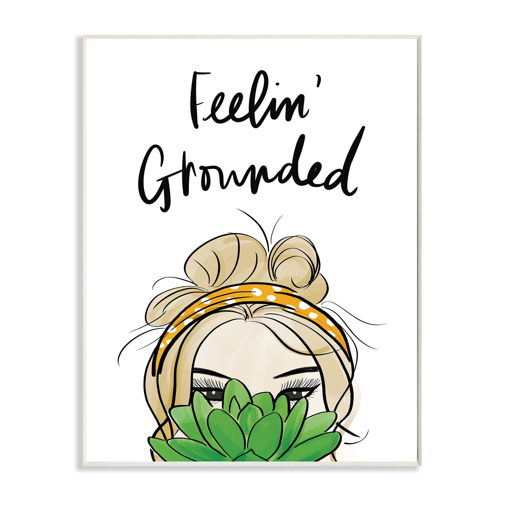 Stupell Industries Feelin' Grounded Phrase Woman With Plant Wall Plaque