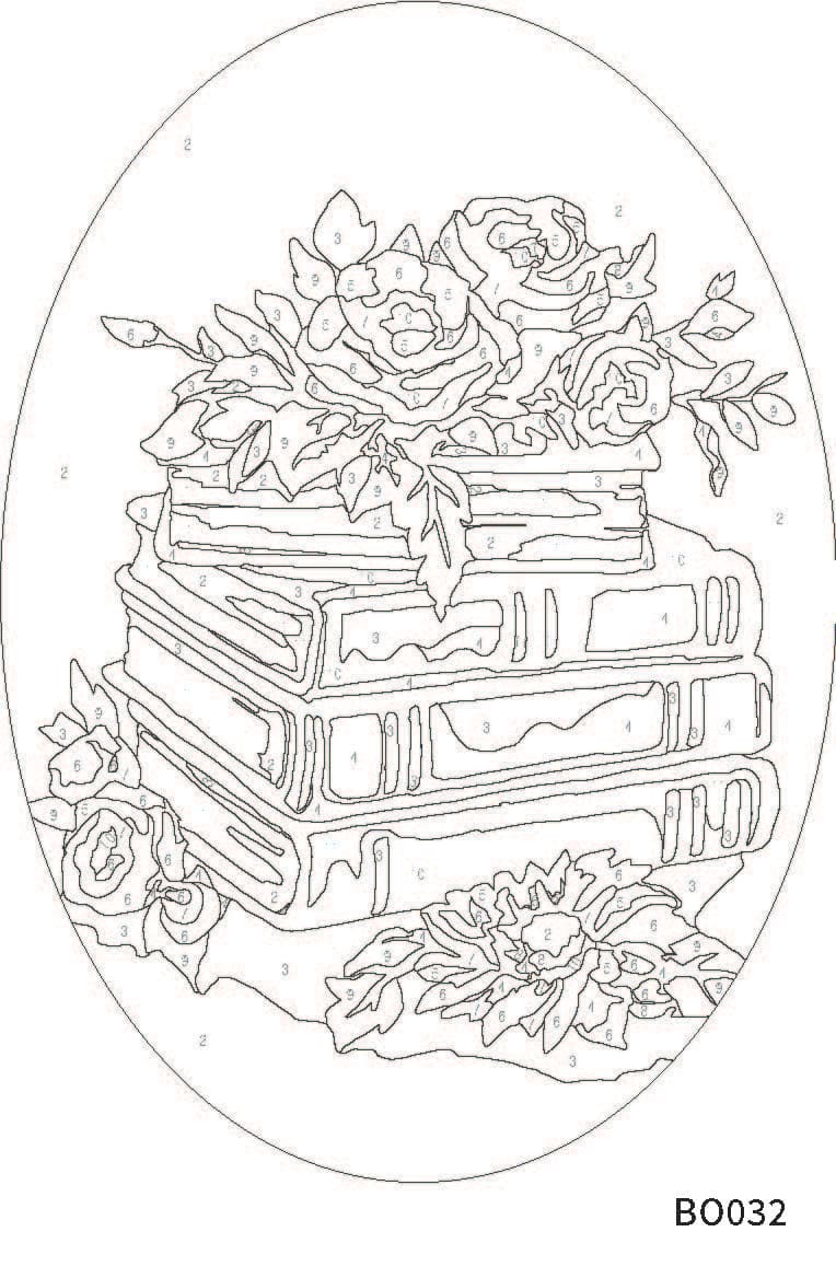 Books & Flowers Paint-by-Number Framed Mini Kit