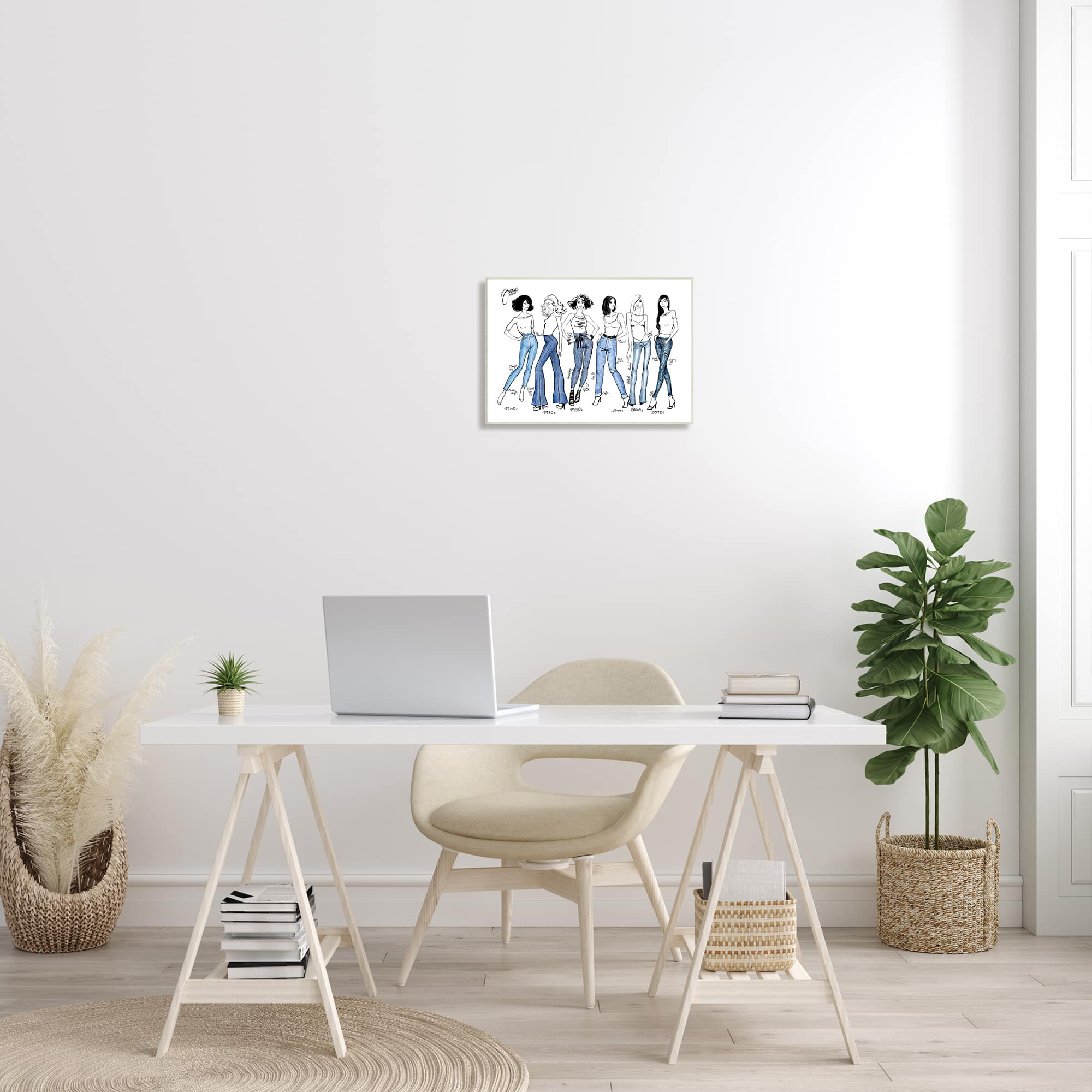 Stupell Industries Denim By Decades Female Fashion Jeans Blue White Wall Plaque
