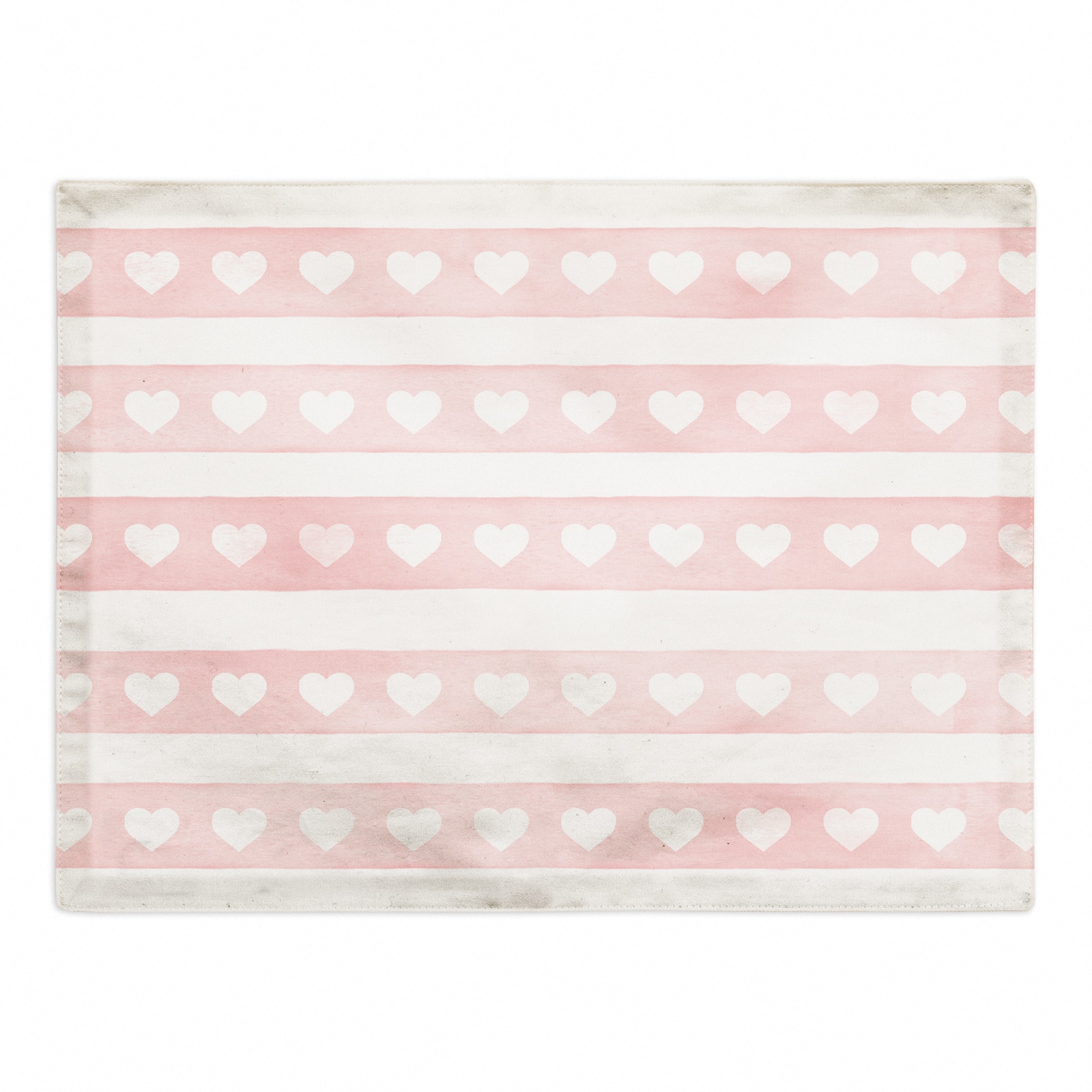 Watercolor Stripe Heart Pattern Placemat