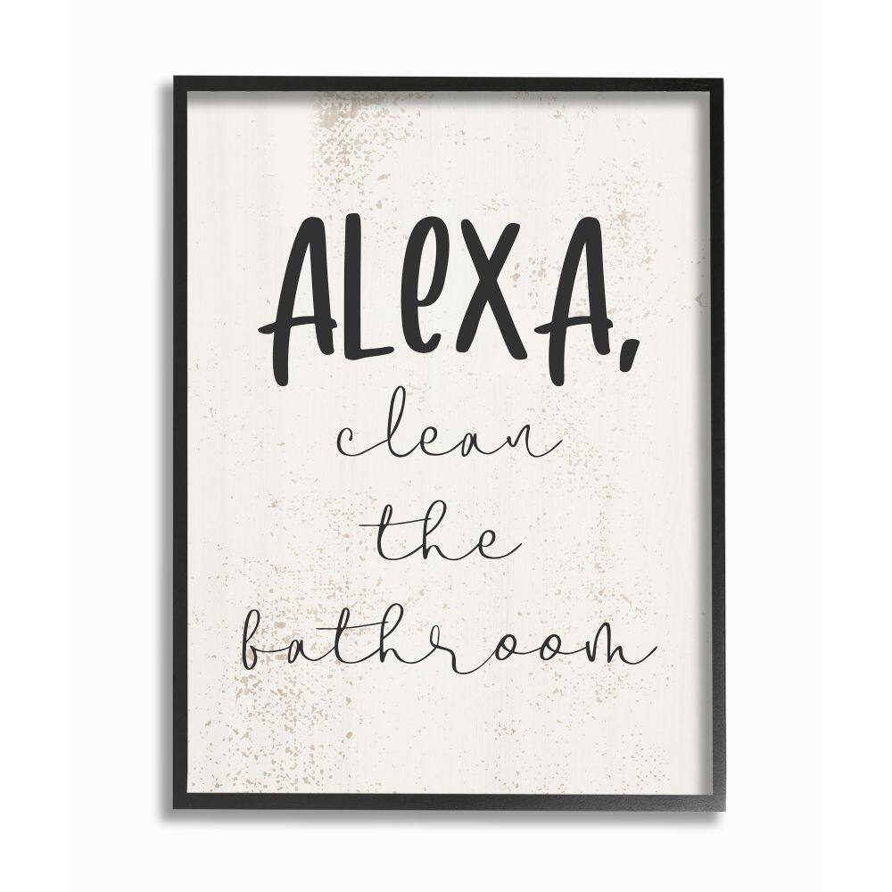 Stupell Industries Modern Day Clean the Bathroom Sign Technology Humor Framed Wall Art