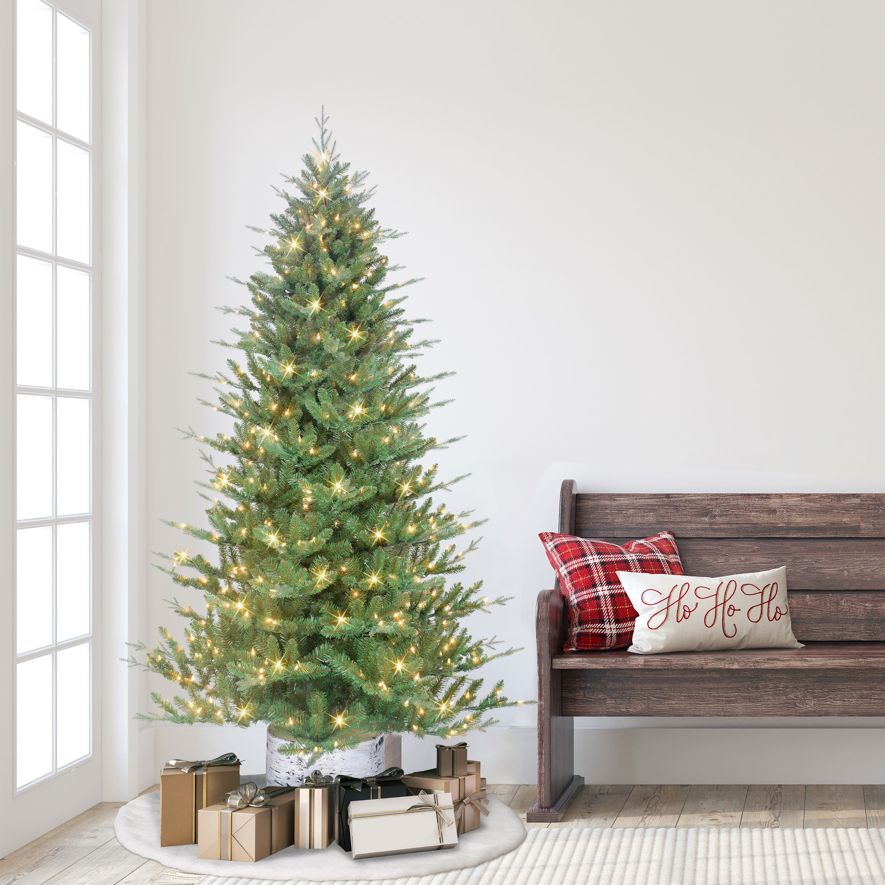 6.5ft. Pre-Lit Potted Pine Artificial Christmas Tree