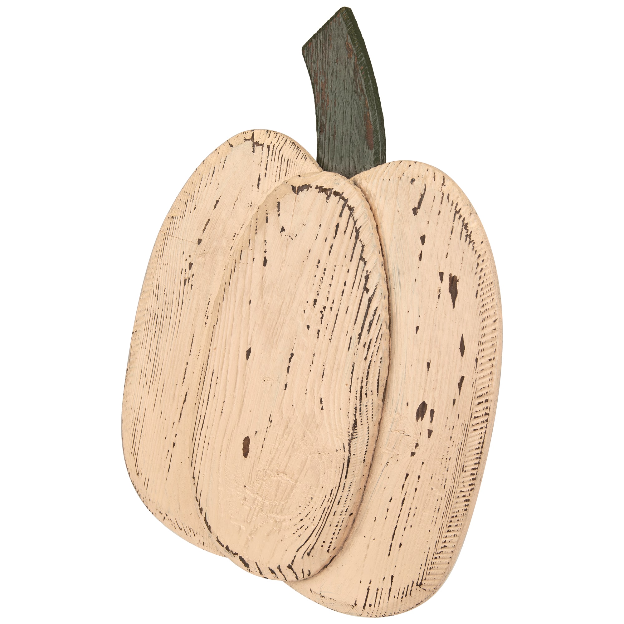 14.5" White Wooden Thanksgiving Pumpkin with Stem