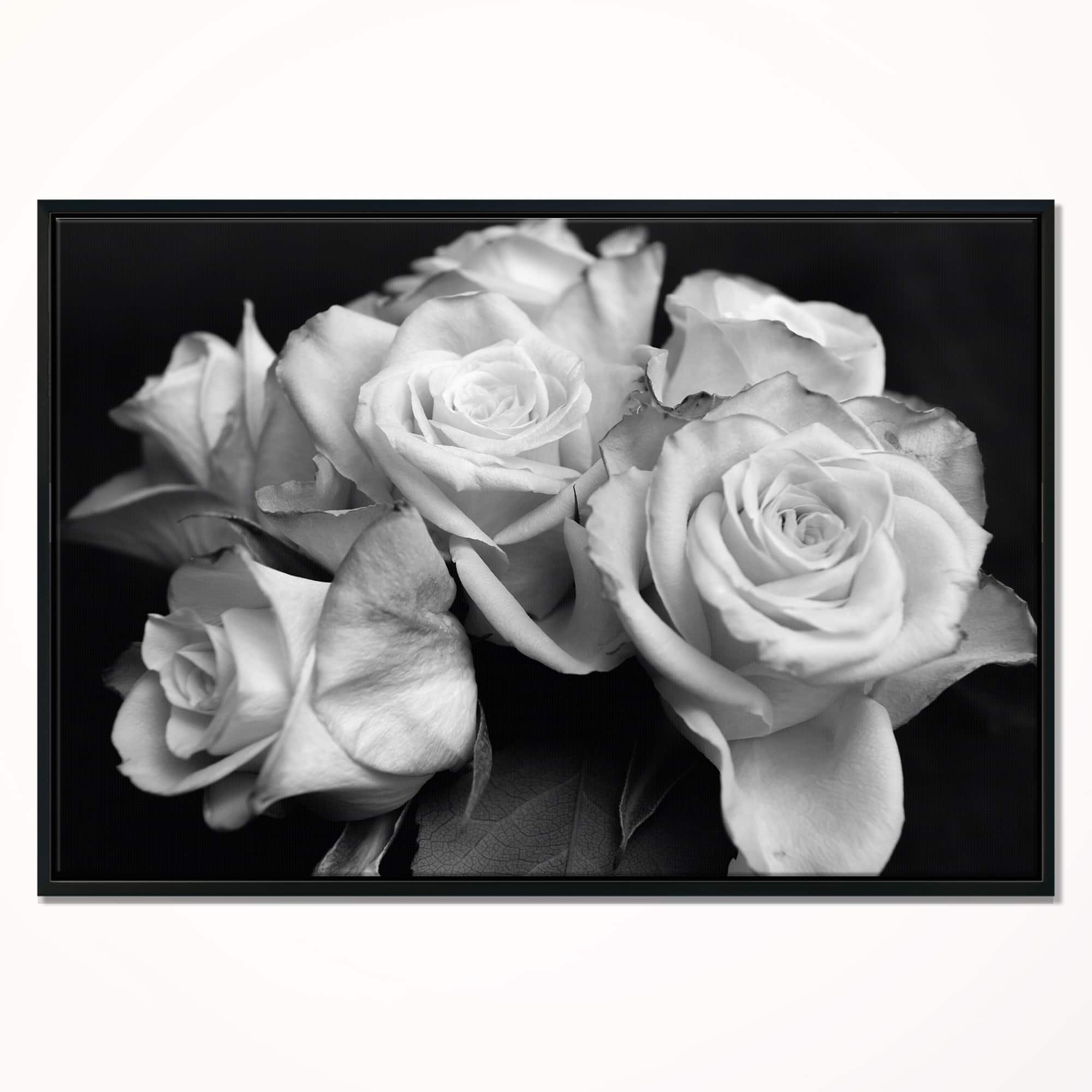 Designart - Bunch of Roses Black and White - Floral Art Framed Canvas Print