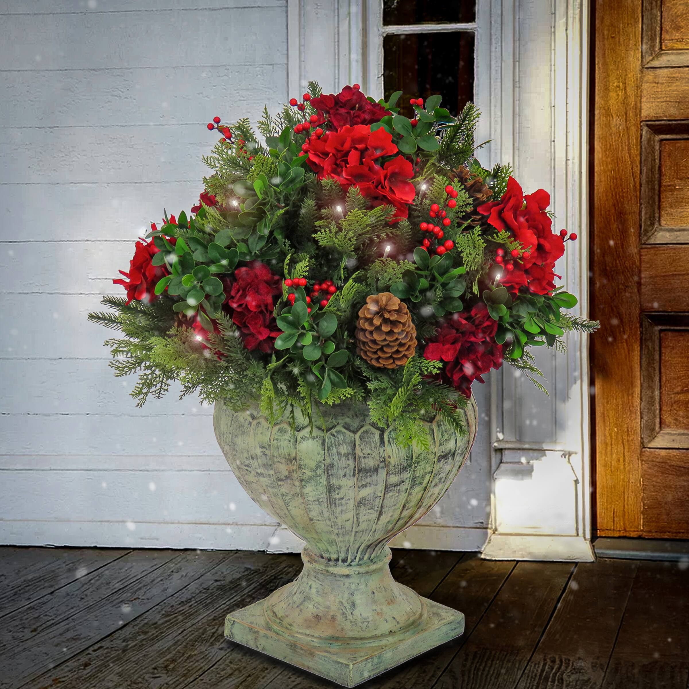 LED Lit Hydrangea & Berry Arrangement