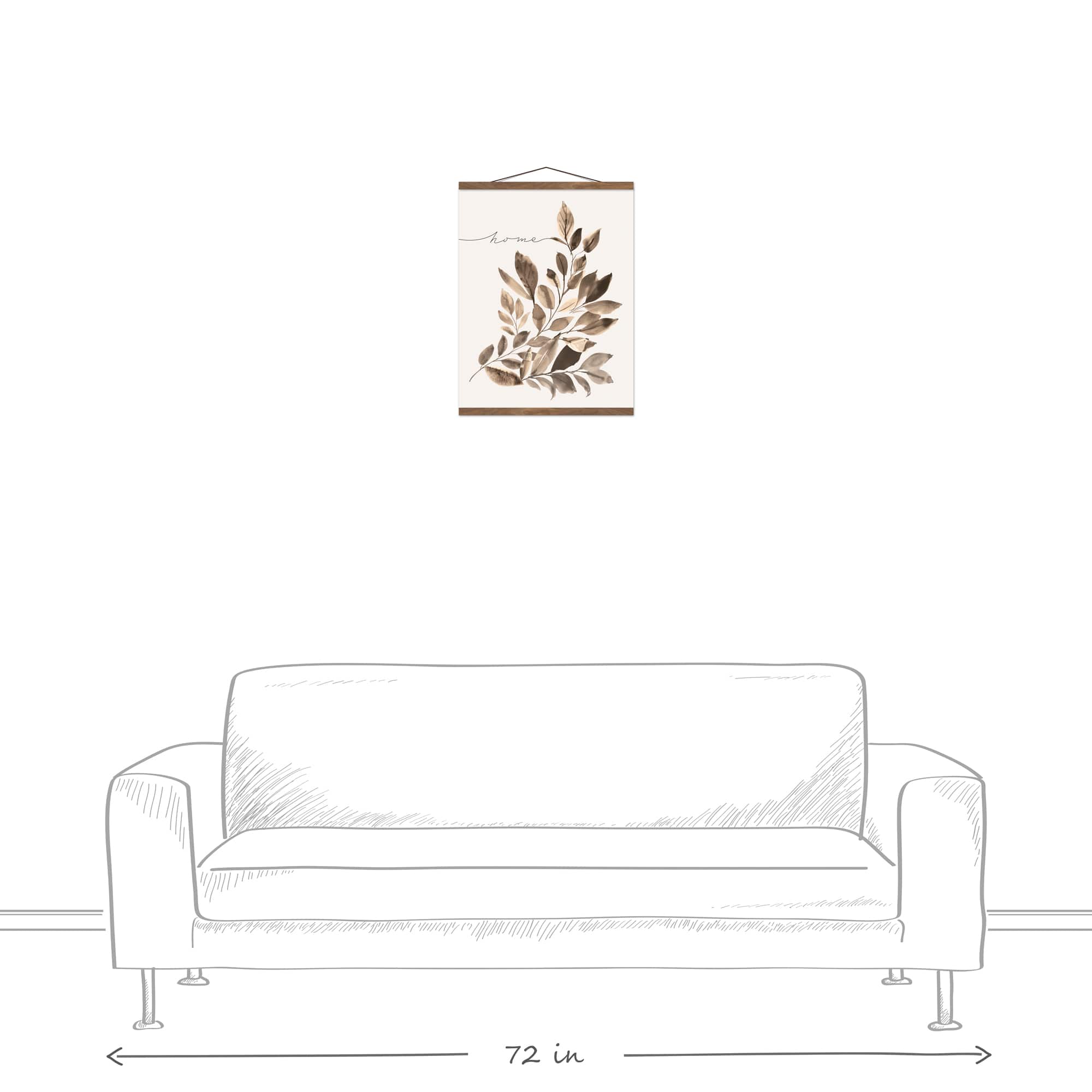 Cascading Branches Teak Hanging Canvas