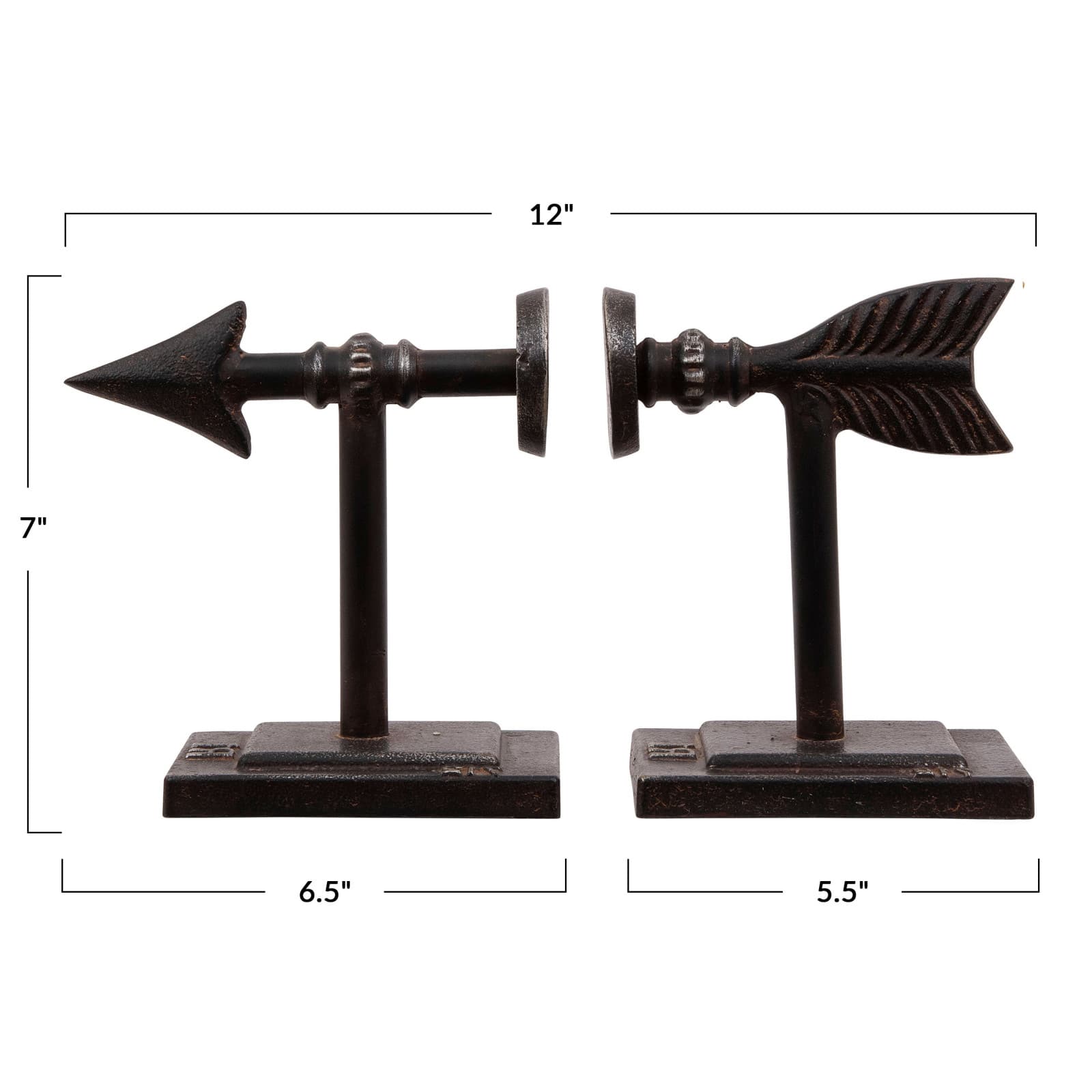 Hello Honey® Bronze Arrow Cast Iron Bookends Set