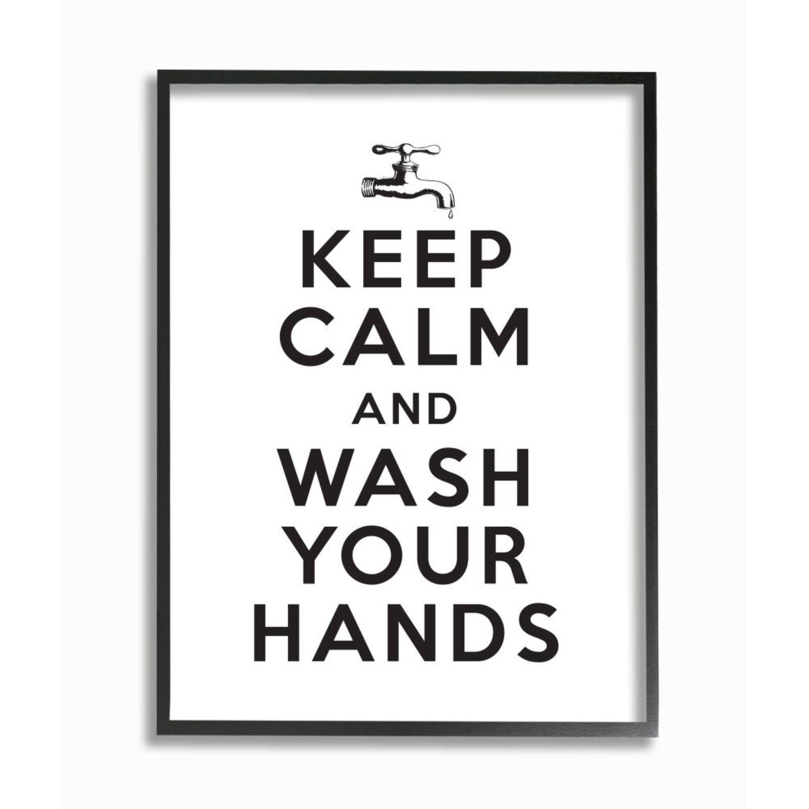 Stupell Industries Keep Calm & Wash Your Hands Wall Art in Frame