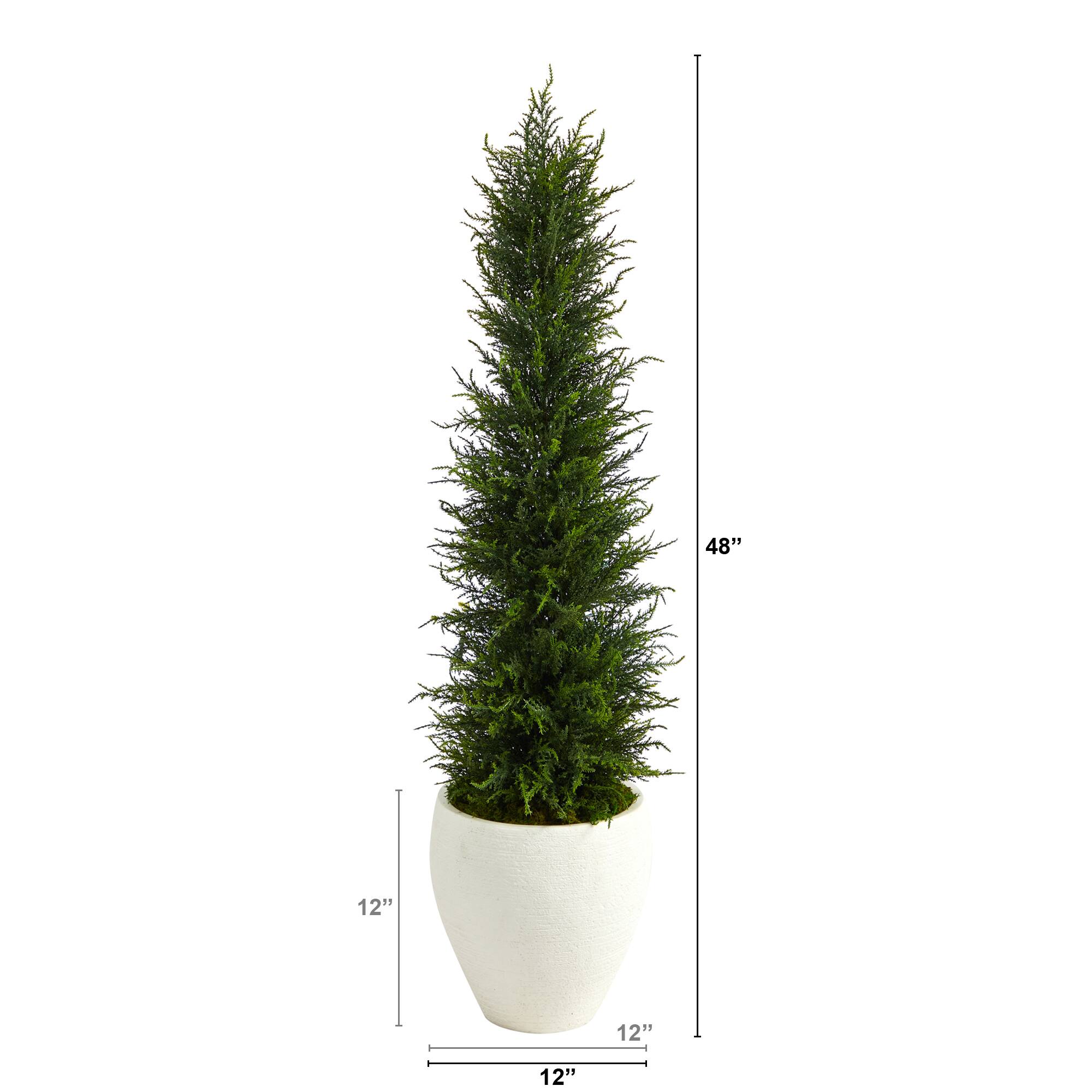 4ft. Cypress UV Resistant Artificial Tree in White Planter
