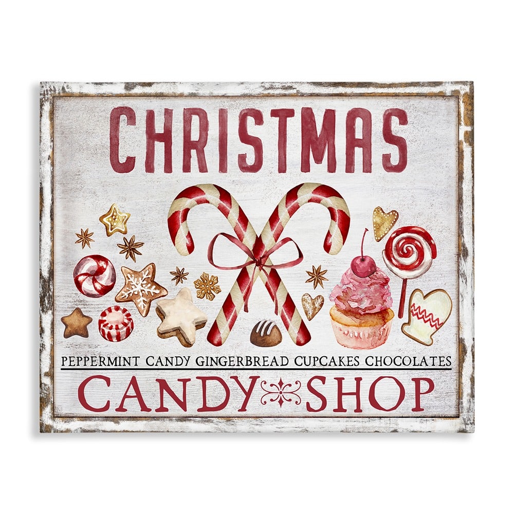 Stupell Industries Candy Shop Christmas Canvas Wall Art